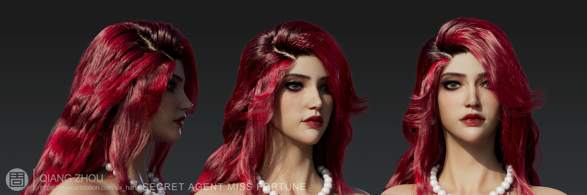 qiang zhou - Secret Agent Miss Fortune fan art digital 3D, image size:1920x640