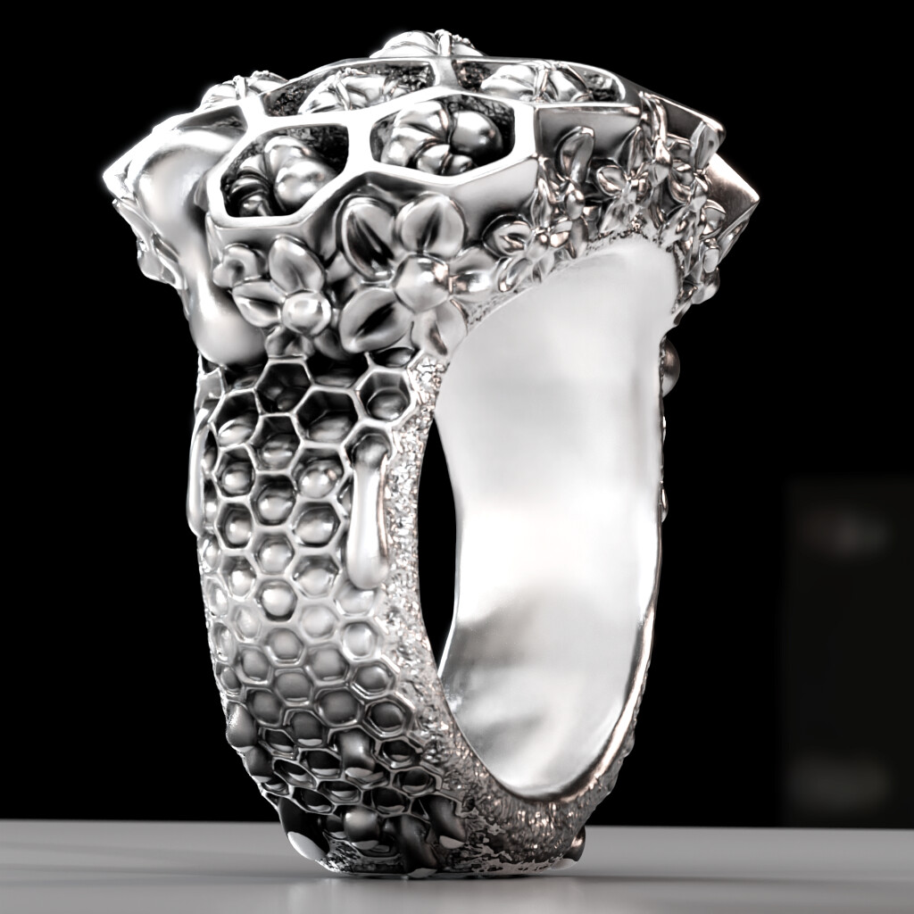 Honey comb ring rendered in Arnold for Maya