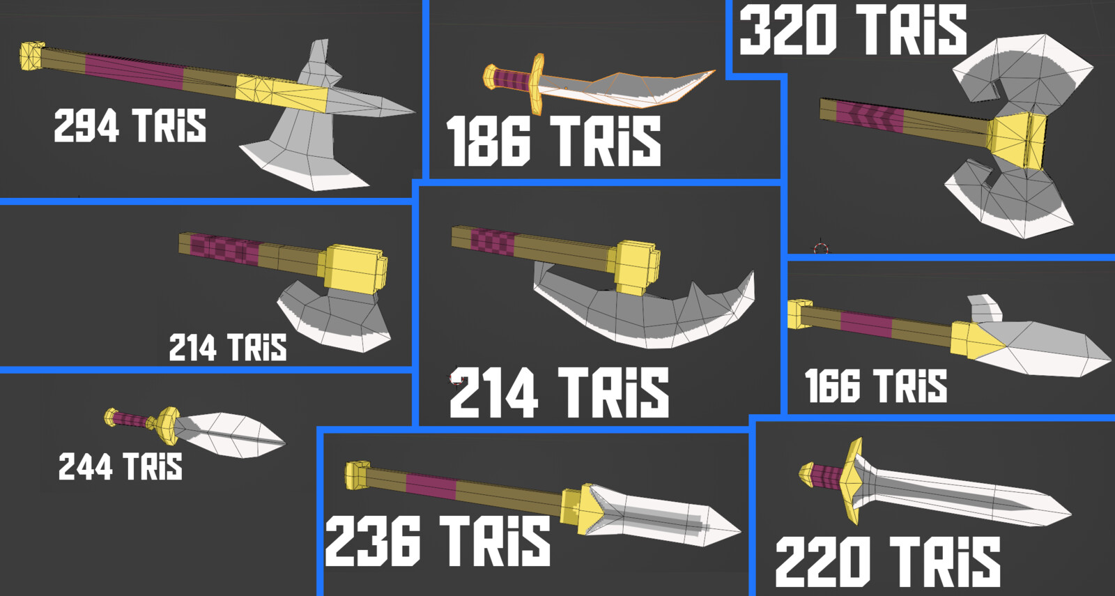 Weapon models, these would later be animated and implemented into the game as pre-rendered sprites