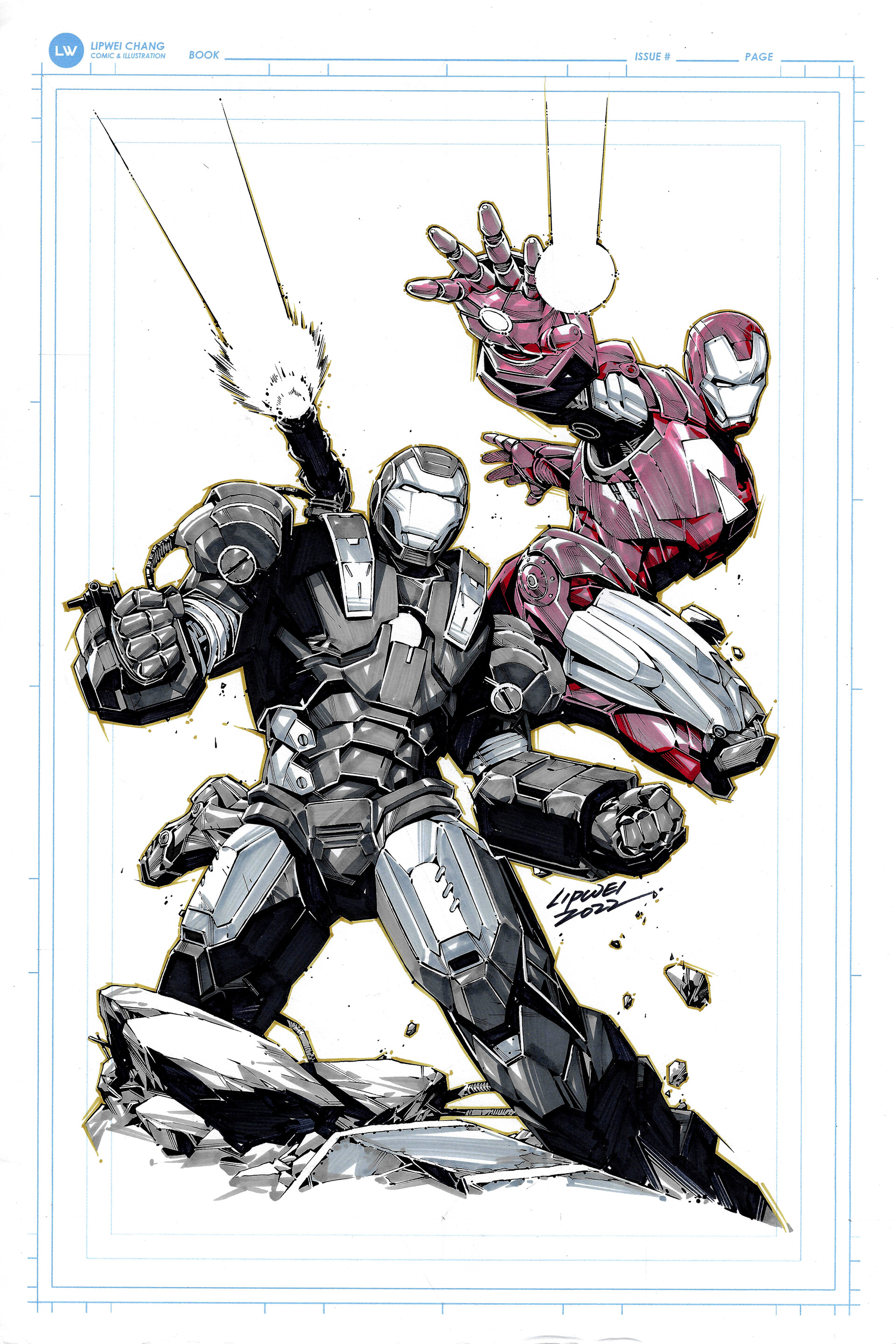 ArtStation - Comic Art Commission: War Machine & Iron Man