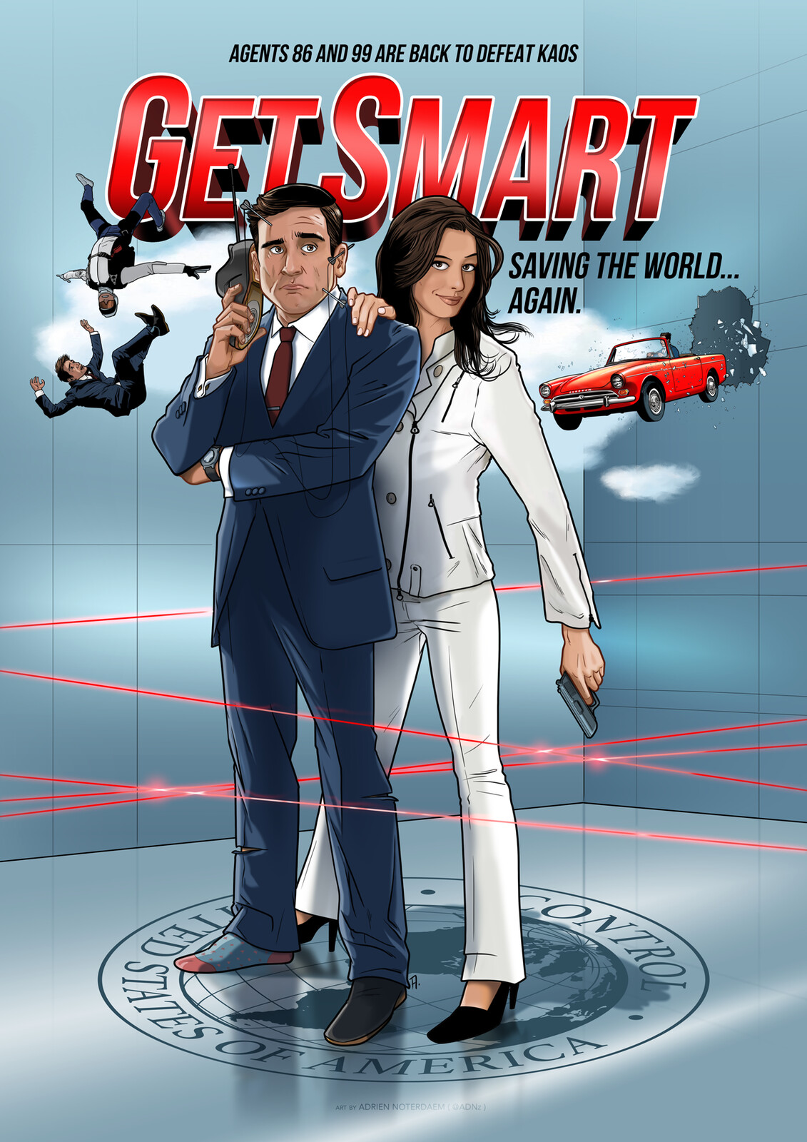 Movie poster for "Get Smart" (2008) with Steve Carell and Anne Hathaway