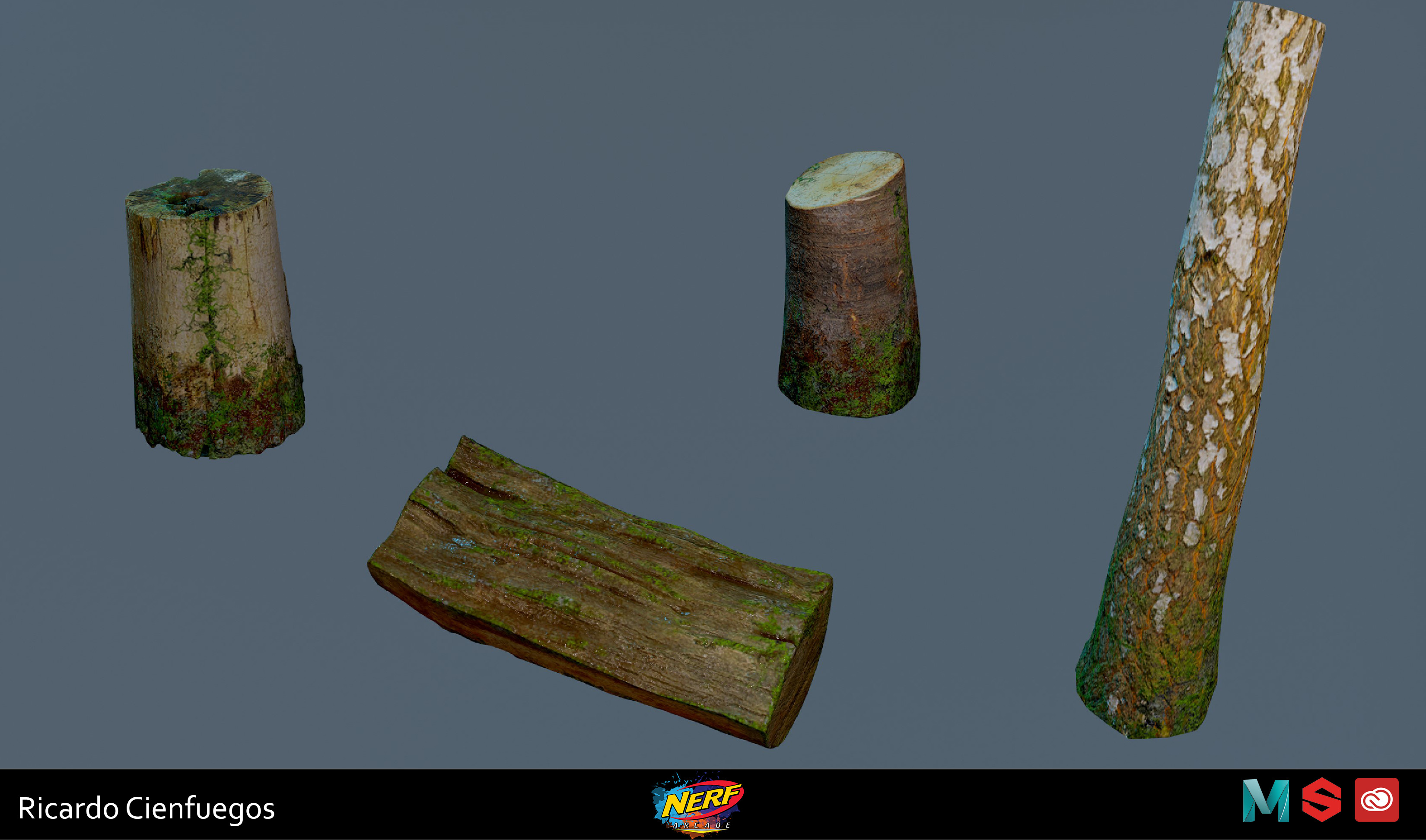 These are some 3-D scan assets that I was told to bring over to further populate the environment I optimized and retextured for use in game.