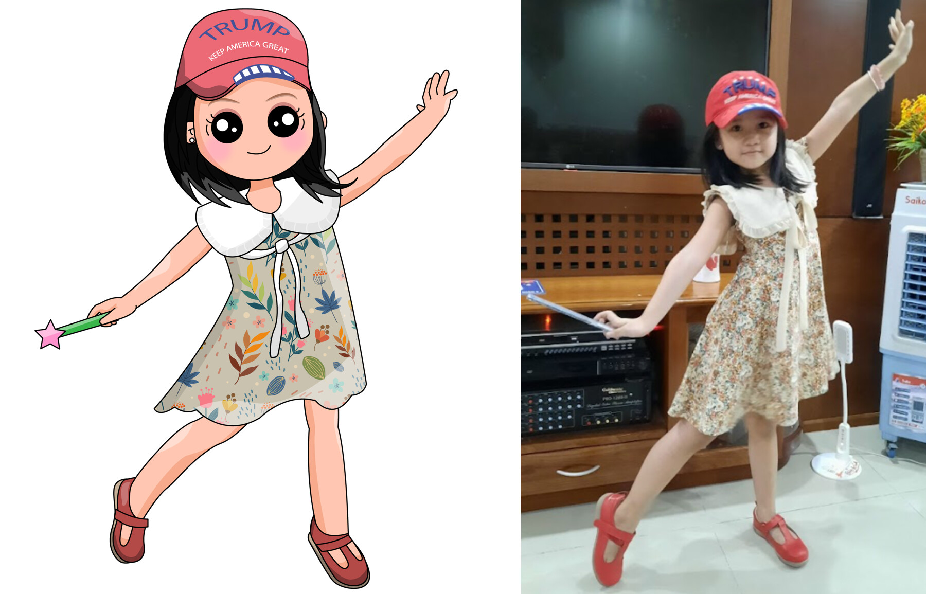 A little girl so cute in Chibi style