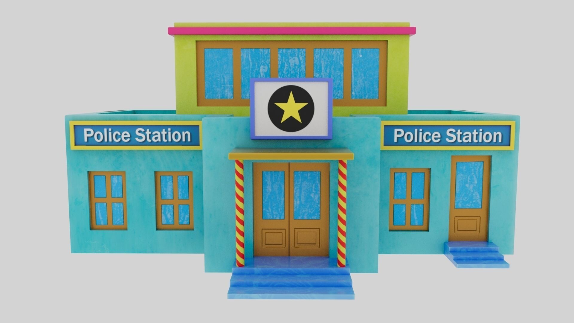 ArtStation - 3D Cartoon Police Station Low-poly Game ready Model