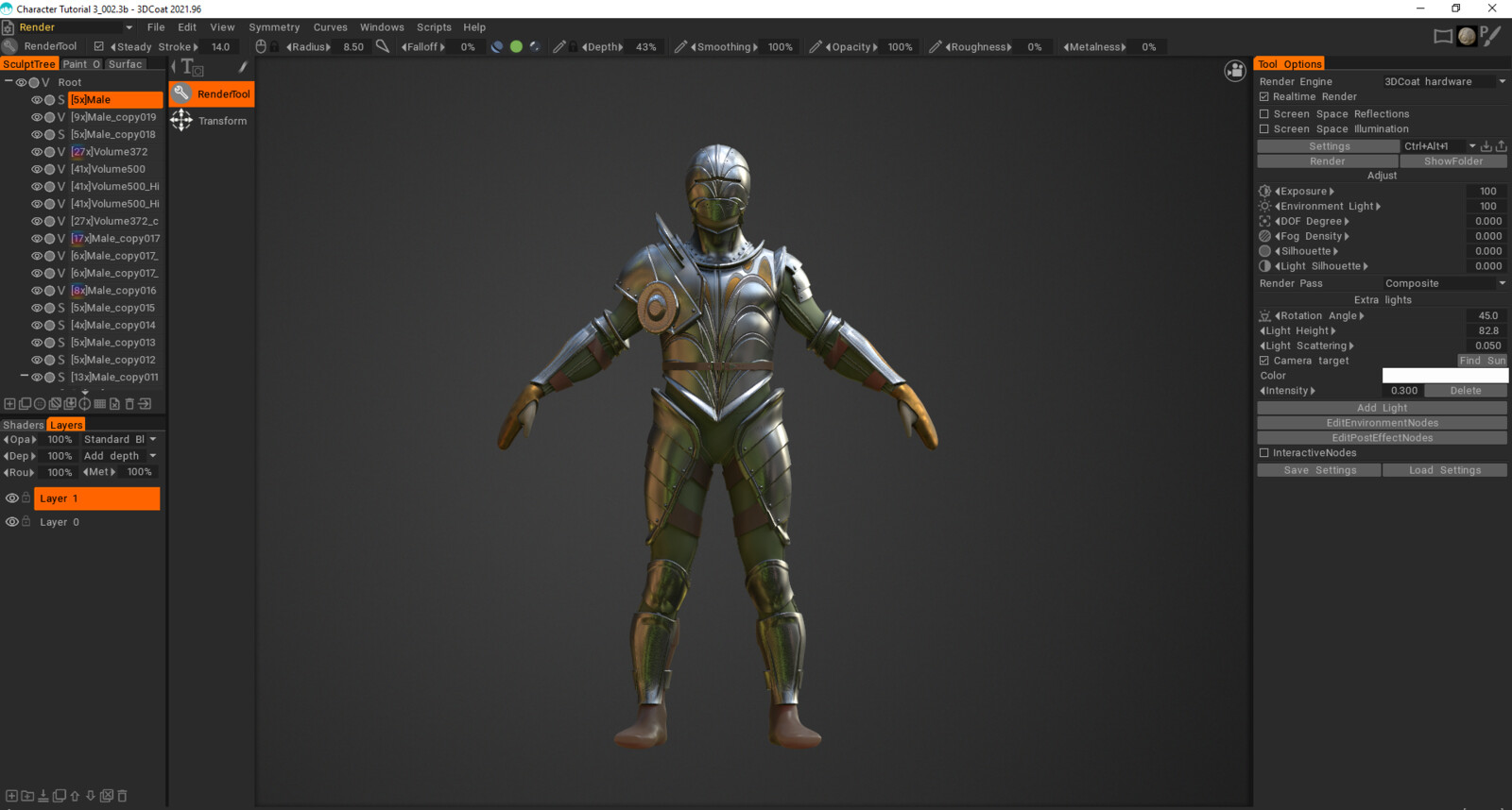 WIP of a guard character in 3D Coat