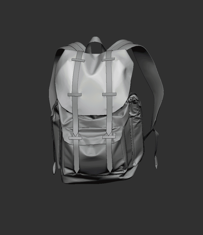 Process GIF of my backpack from first iteration blockout to final render!