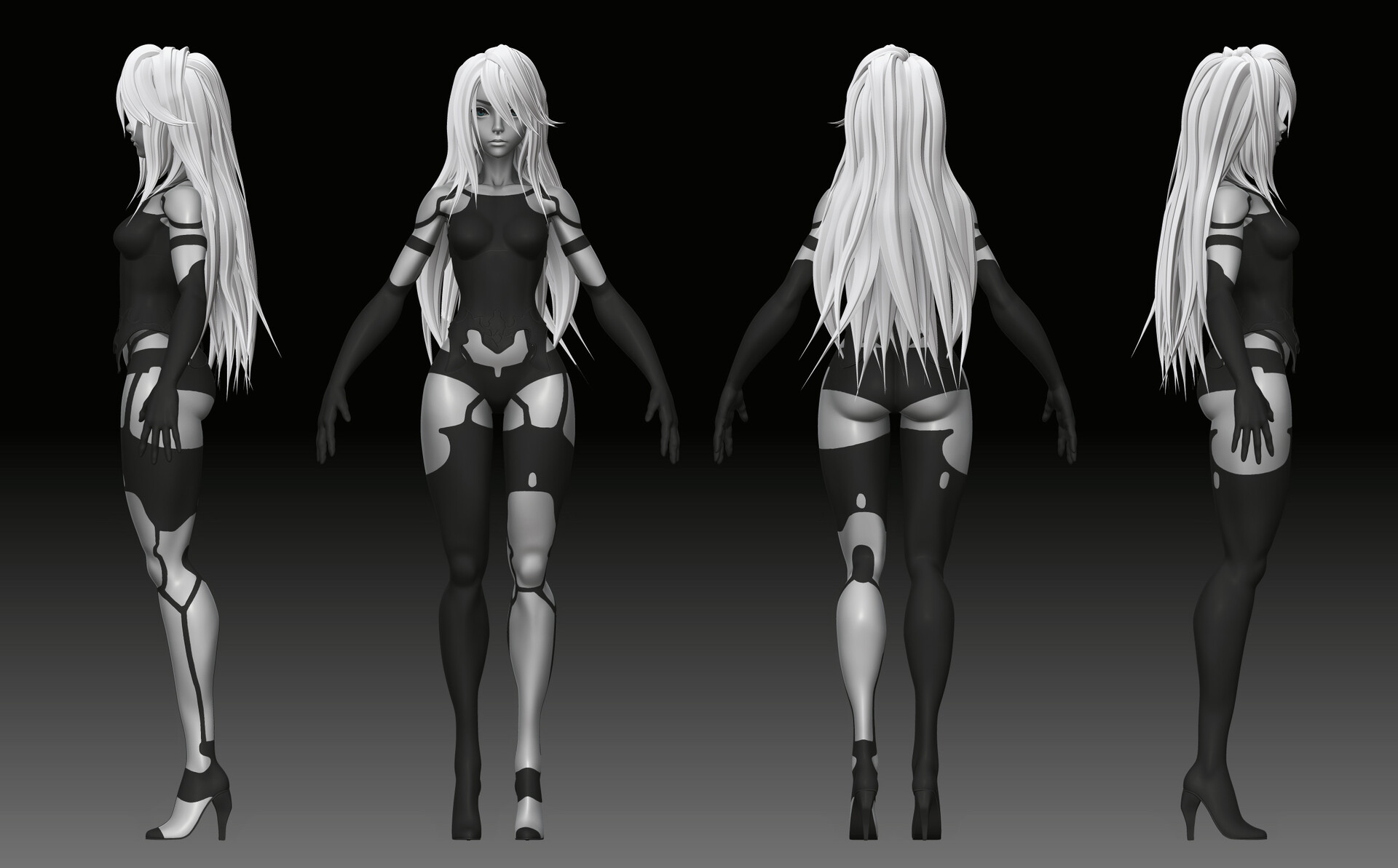 Nier Automata A2 concept - inglish  Modelado de personajes, Diseño de  personajes, Model sheet character