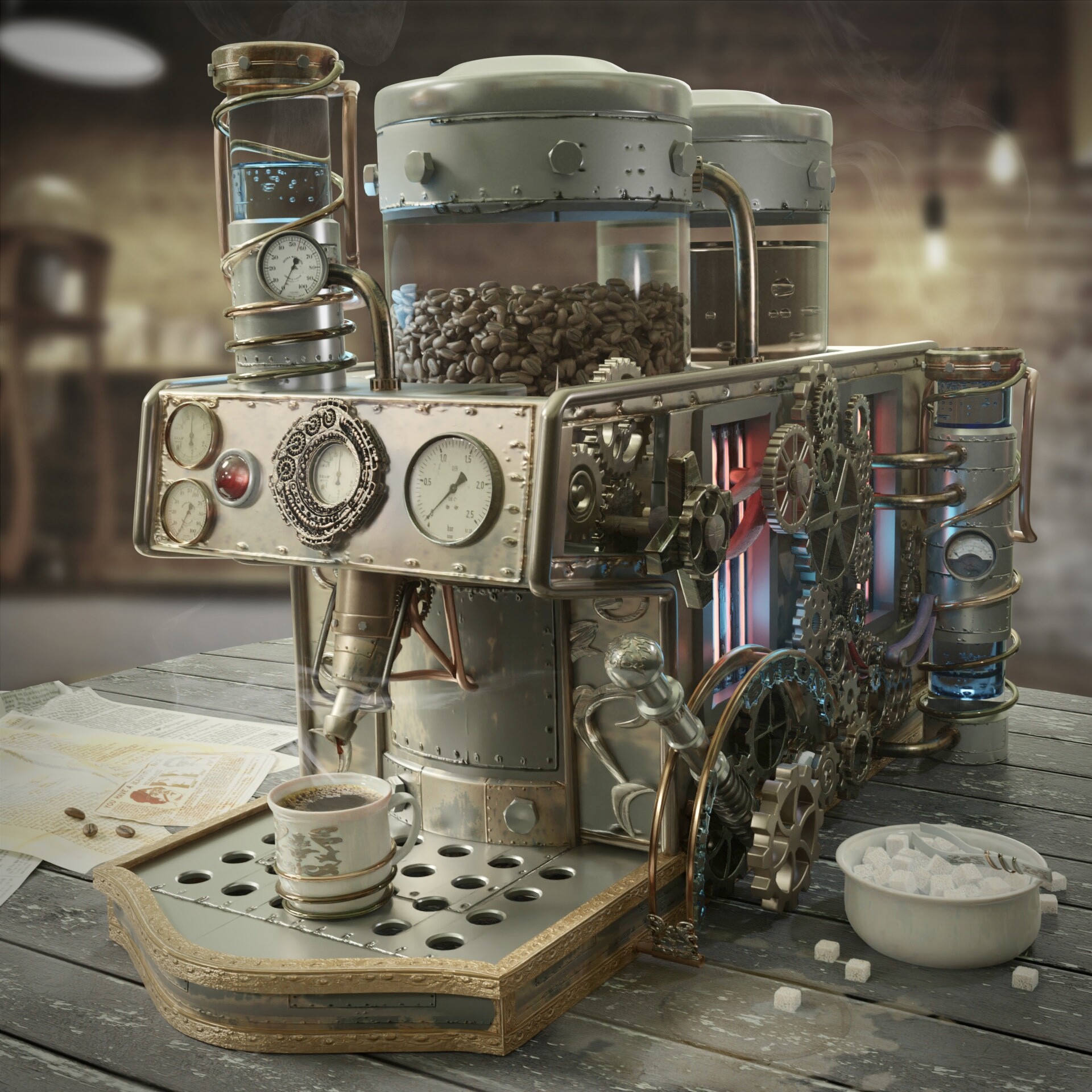 ArtStation - Steampunk Coffee Machine