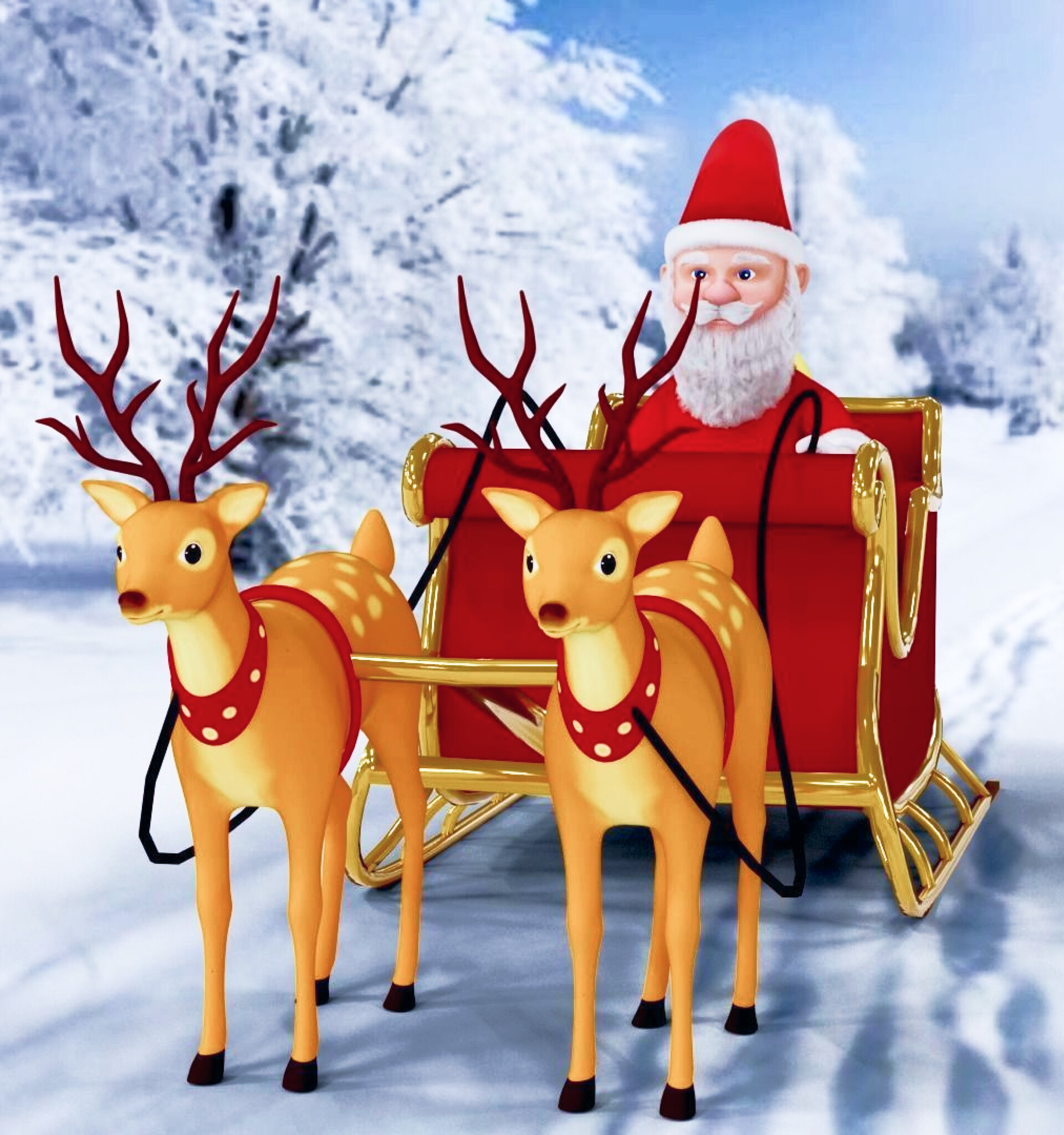 ArtStation - Fur Cartoon Santa Claus with deer