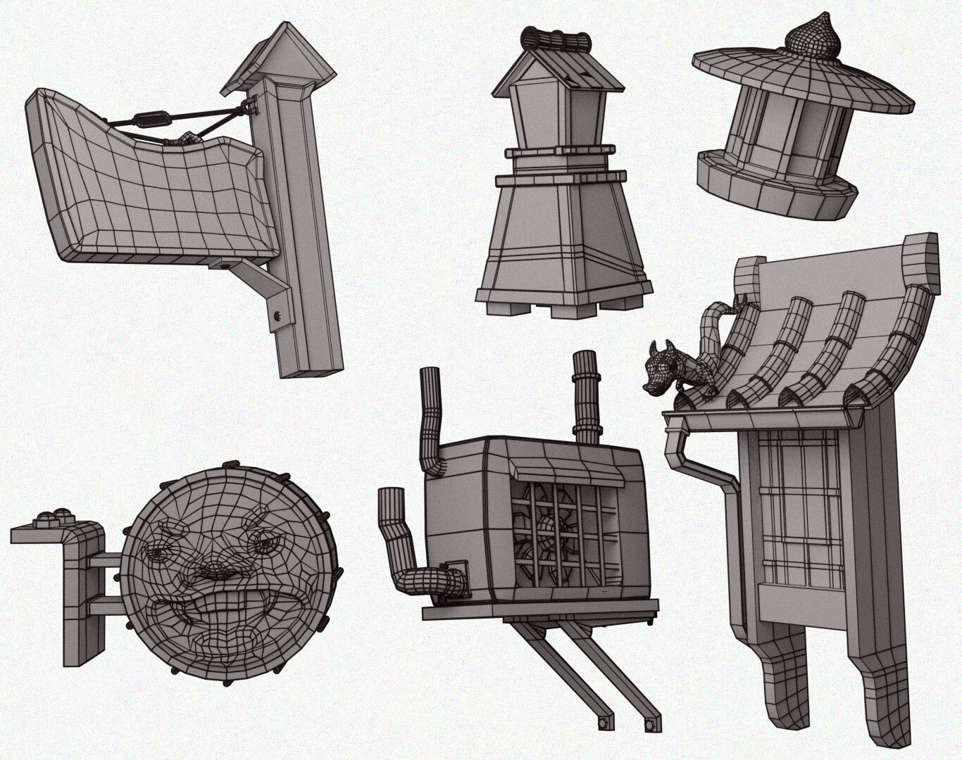 Renders with wireframe