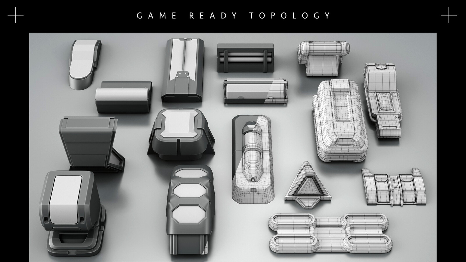 Sci-fi Light kit [Game ready topology ] [Zbrush IMM brushes]  