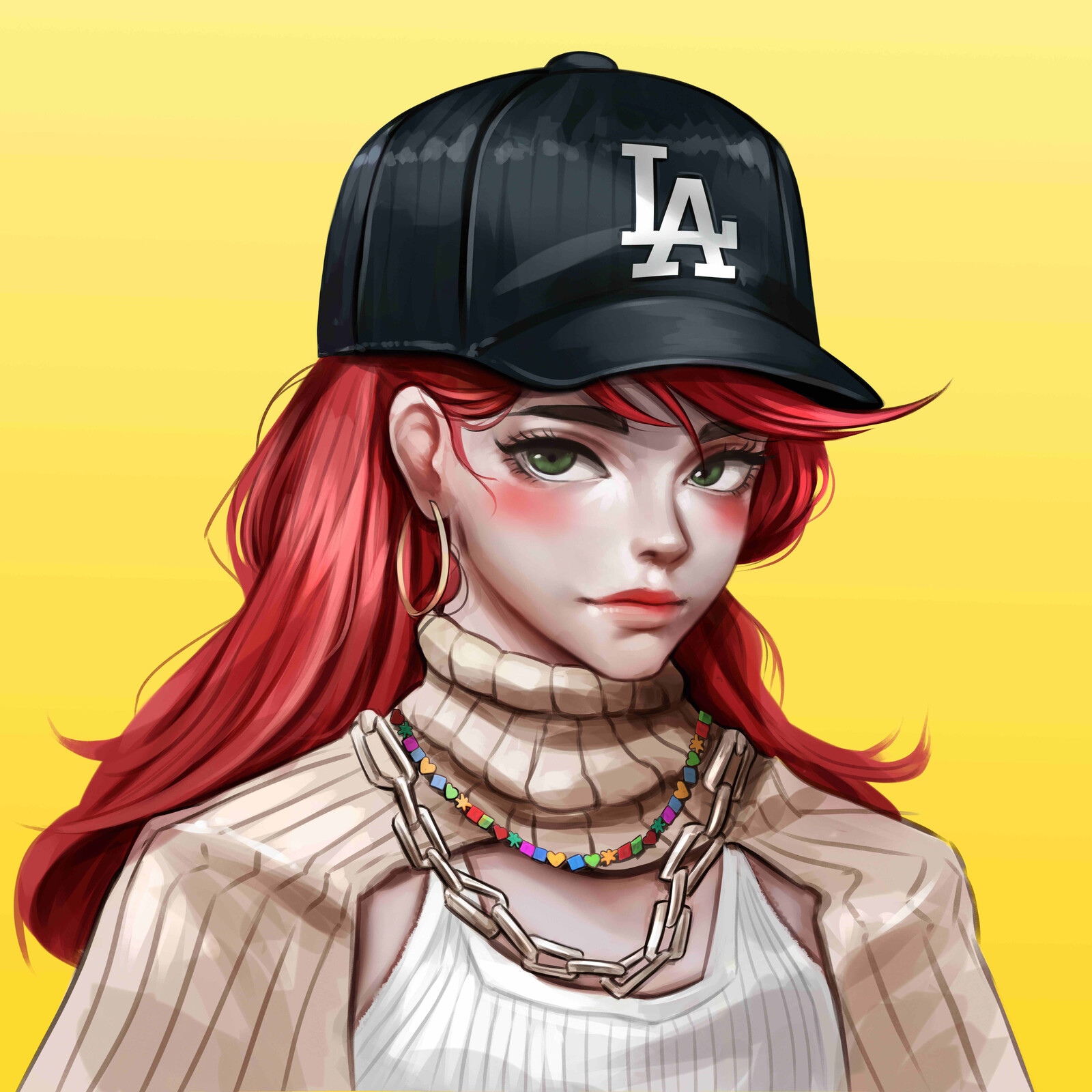 Female Character 1, Red Hairstyle
