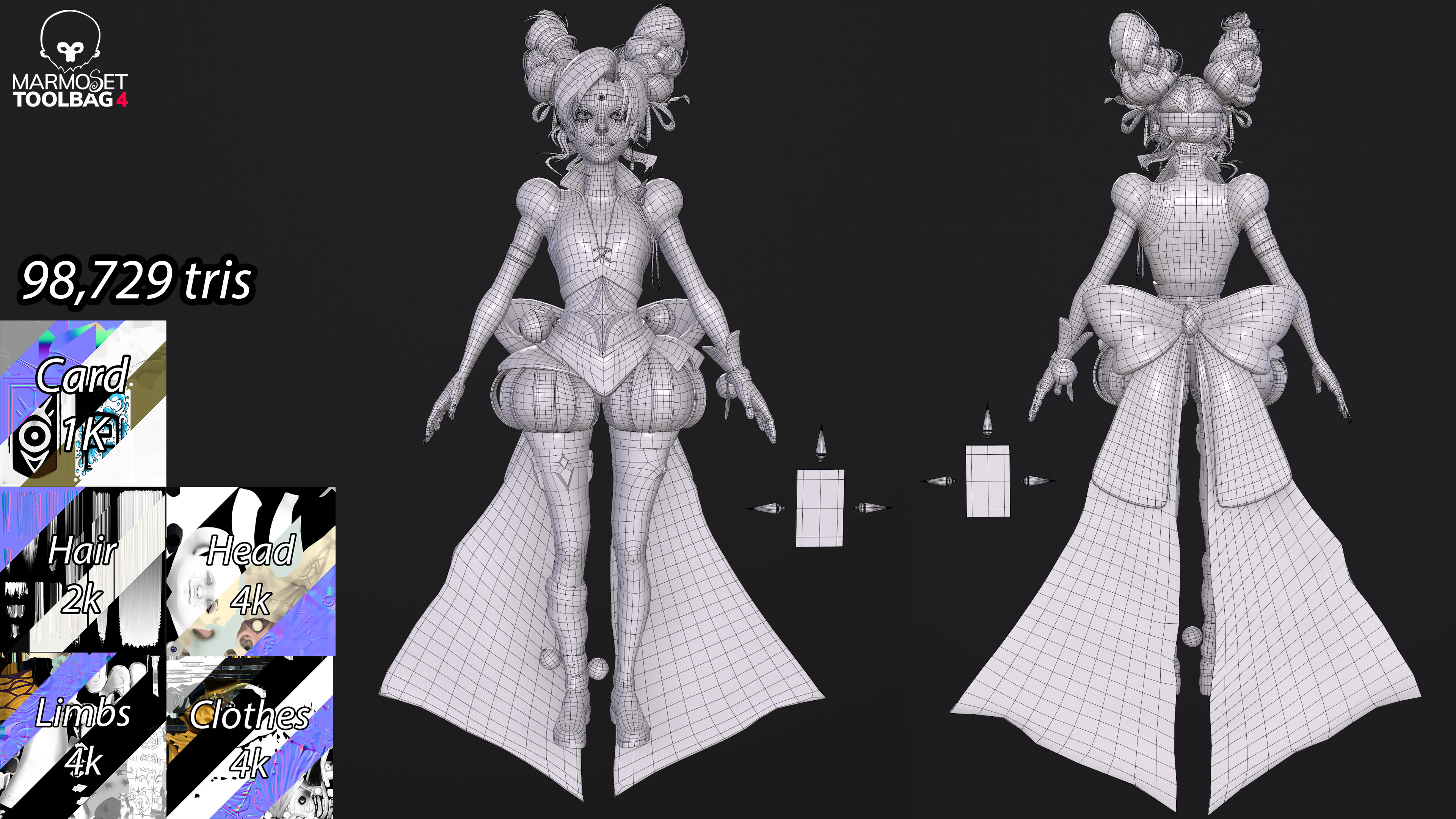Final tri count, texture maps, and low poly model