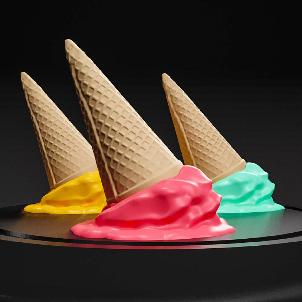 Artstation melting ice cream 3d printable download stl