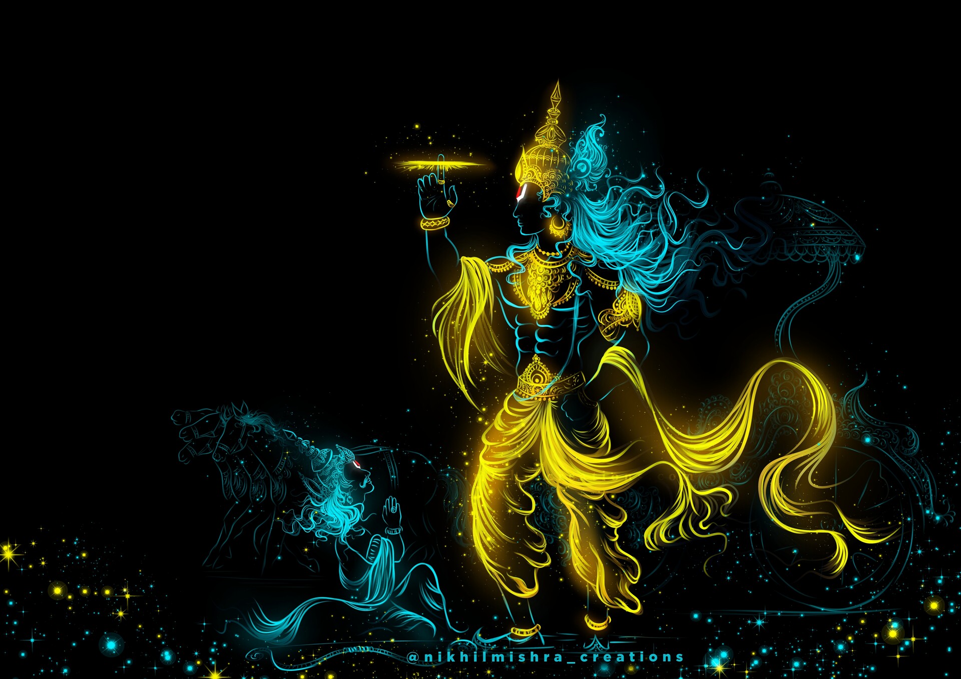 ArtStation - Shri Krishna Geeta updesh Digital artwork