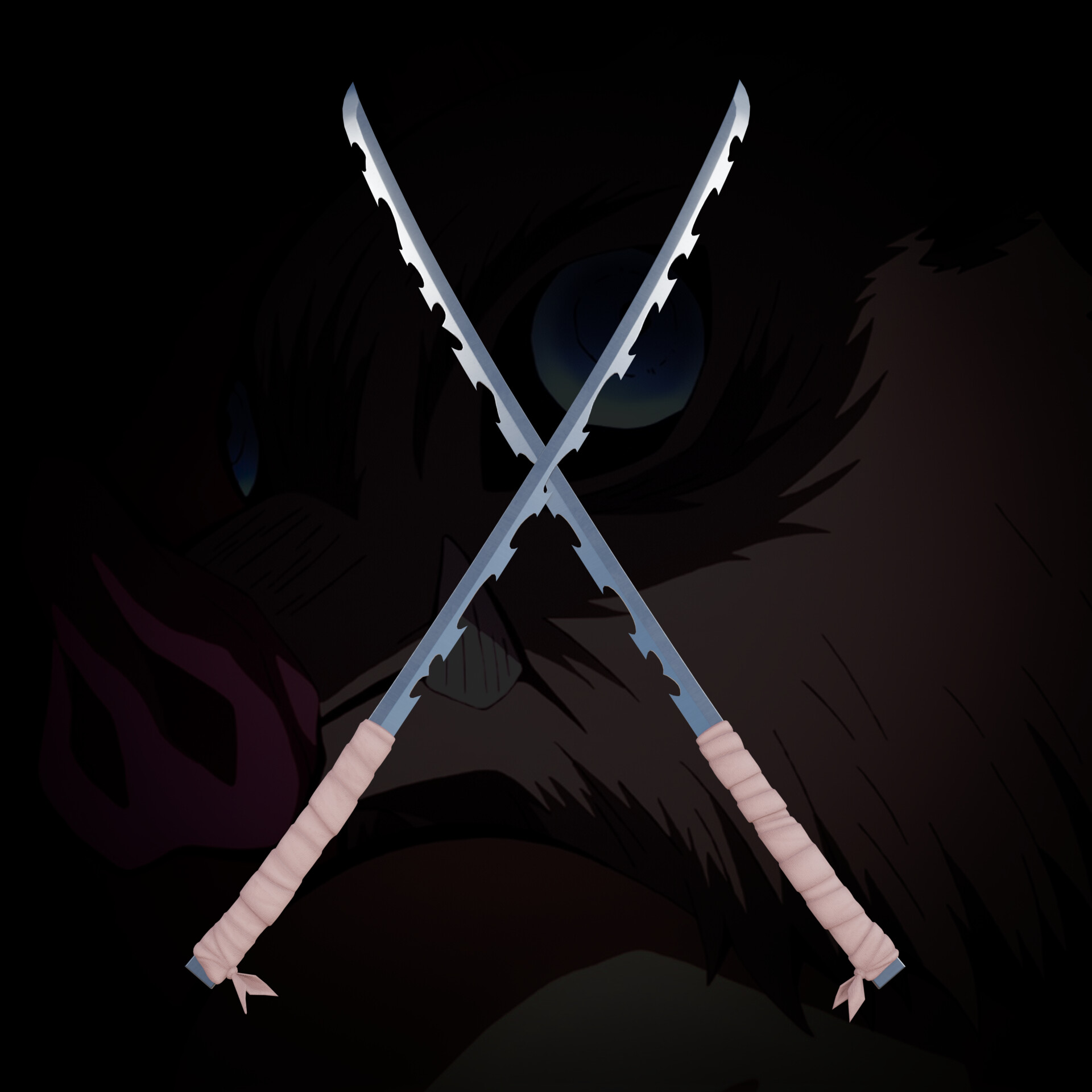 ArtStation Inosuke Hashibira Nichirin Swords