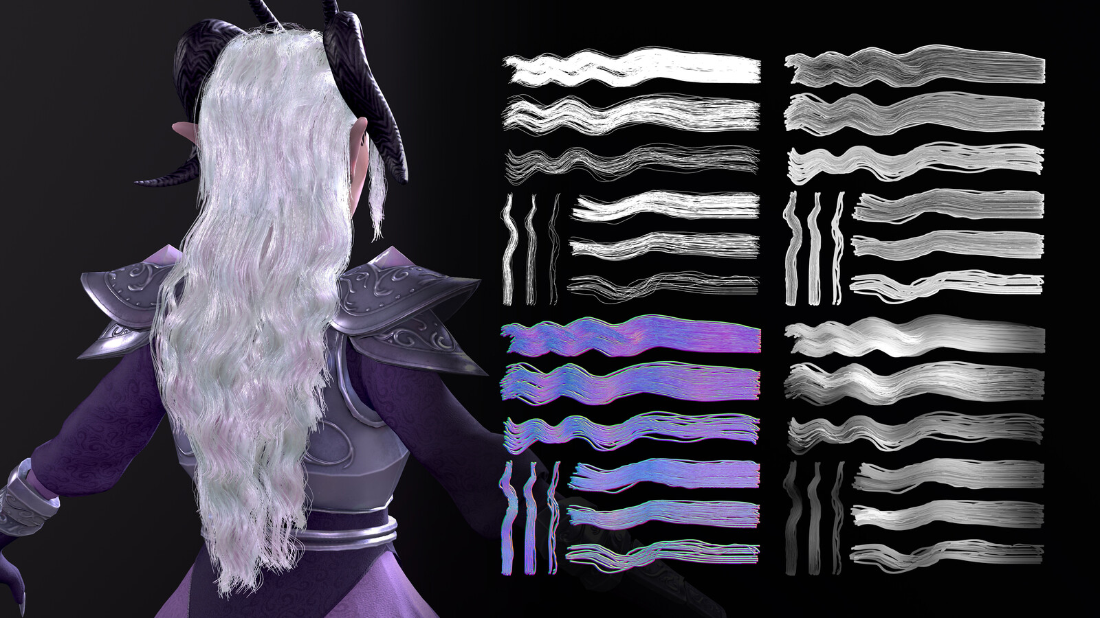 Hair cards done in Blender and xNormal.