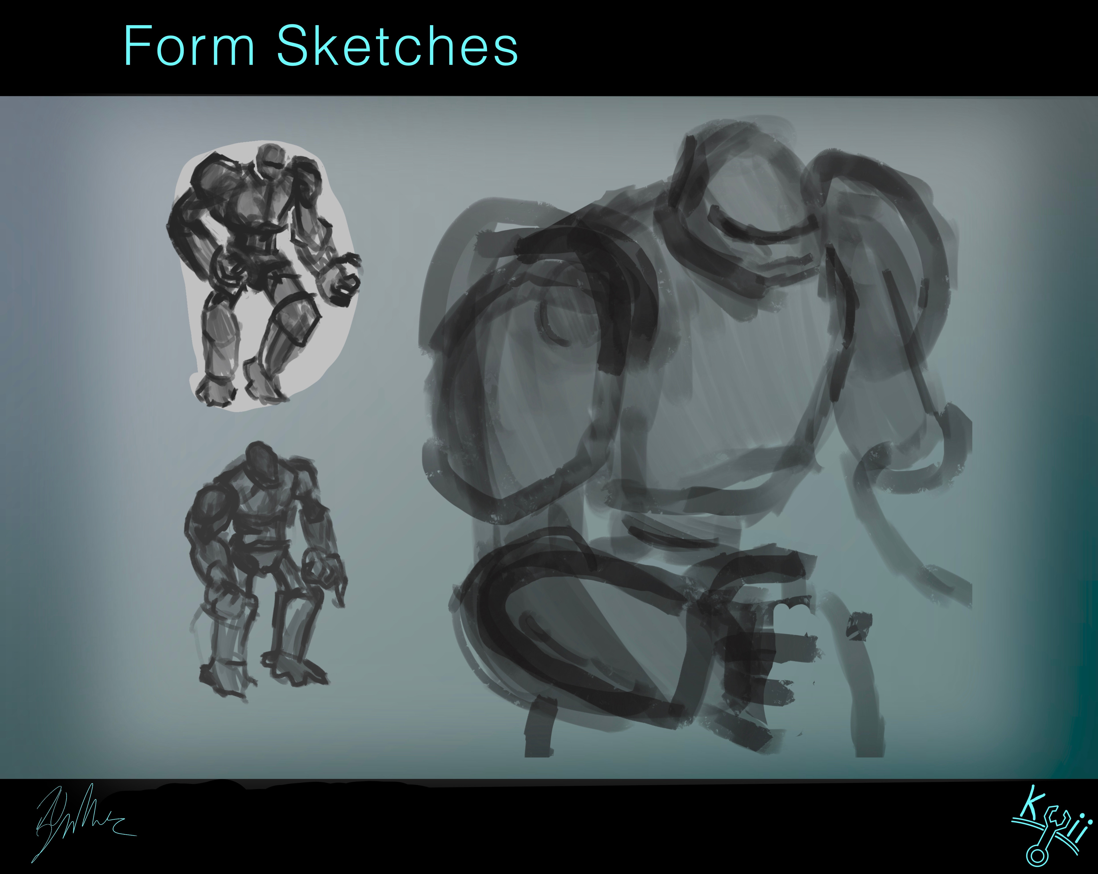 Here are form sketches where I was working out the specific shape in a 3D space for Pix. I find this type of style interesting, even though I can never really nail it.