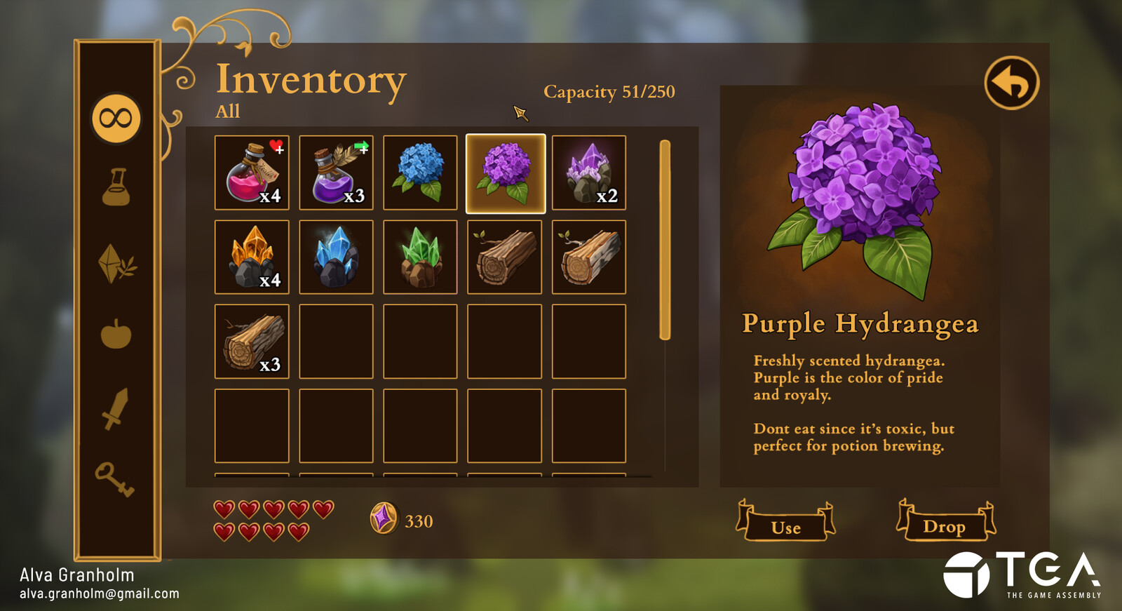 Alva granholm adventure game inventory ui