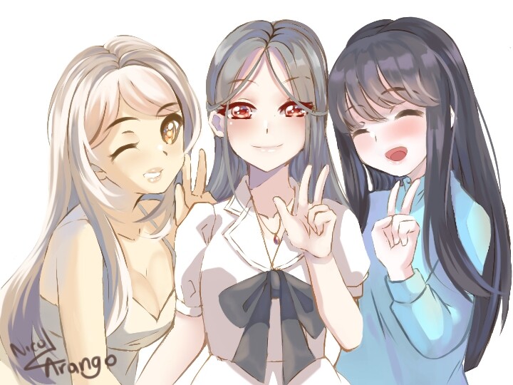 three girl friends cartoon