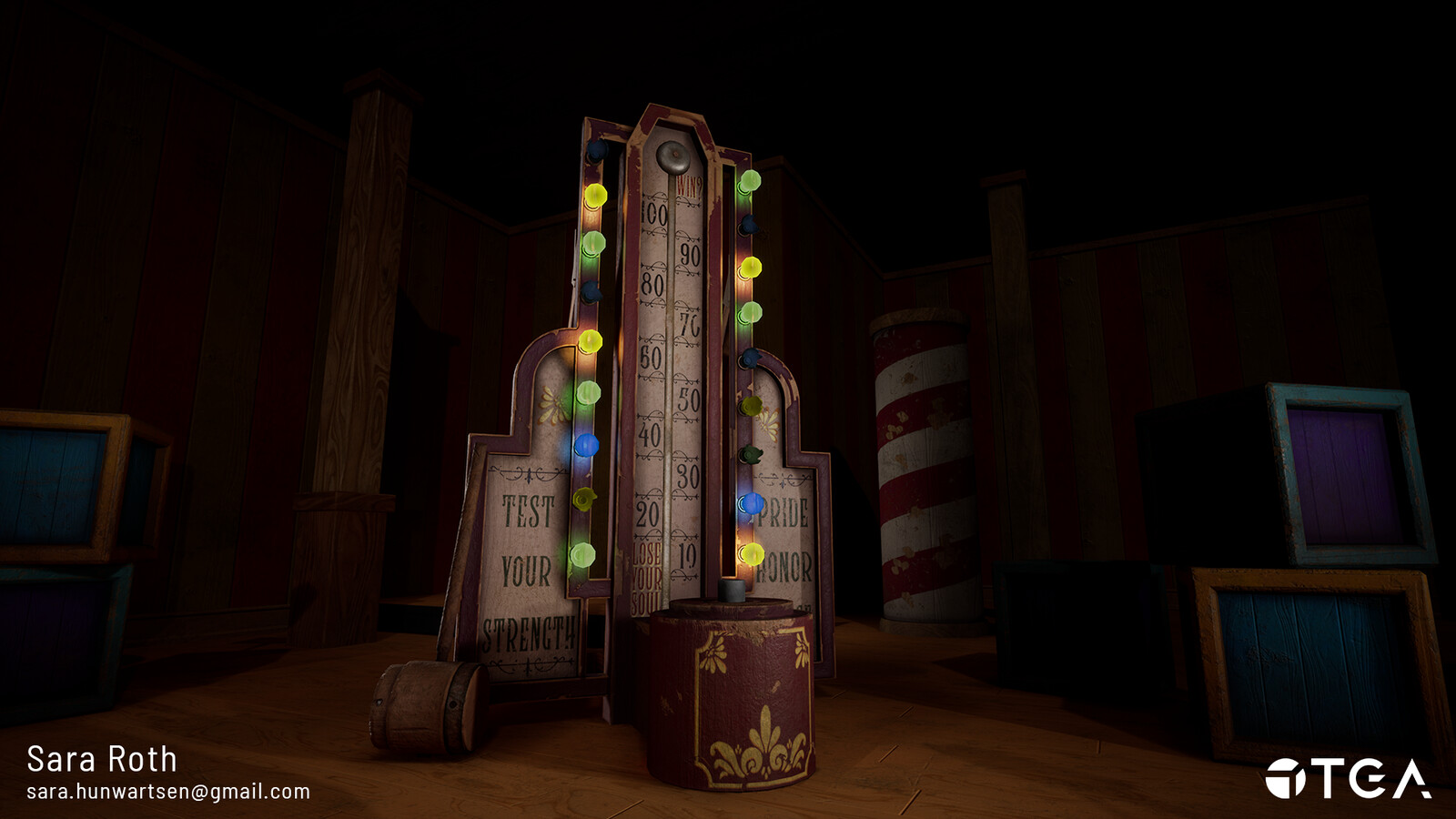 The whole high striker including the hammer landed on 7483 tris with a 4k texture.