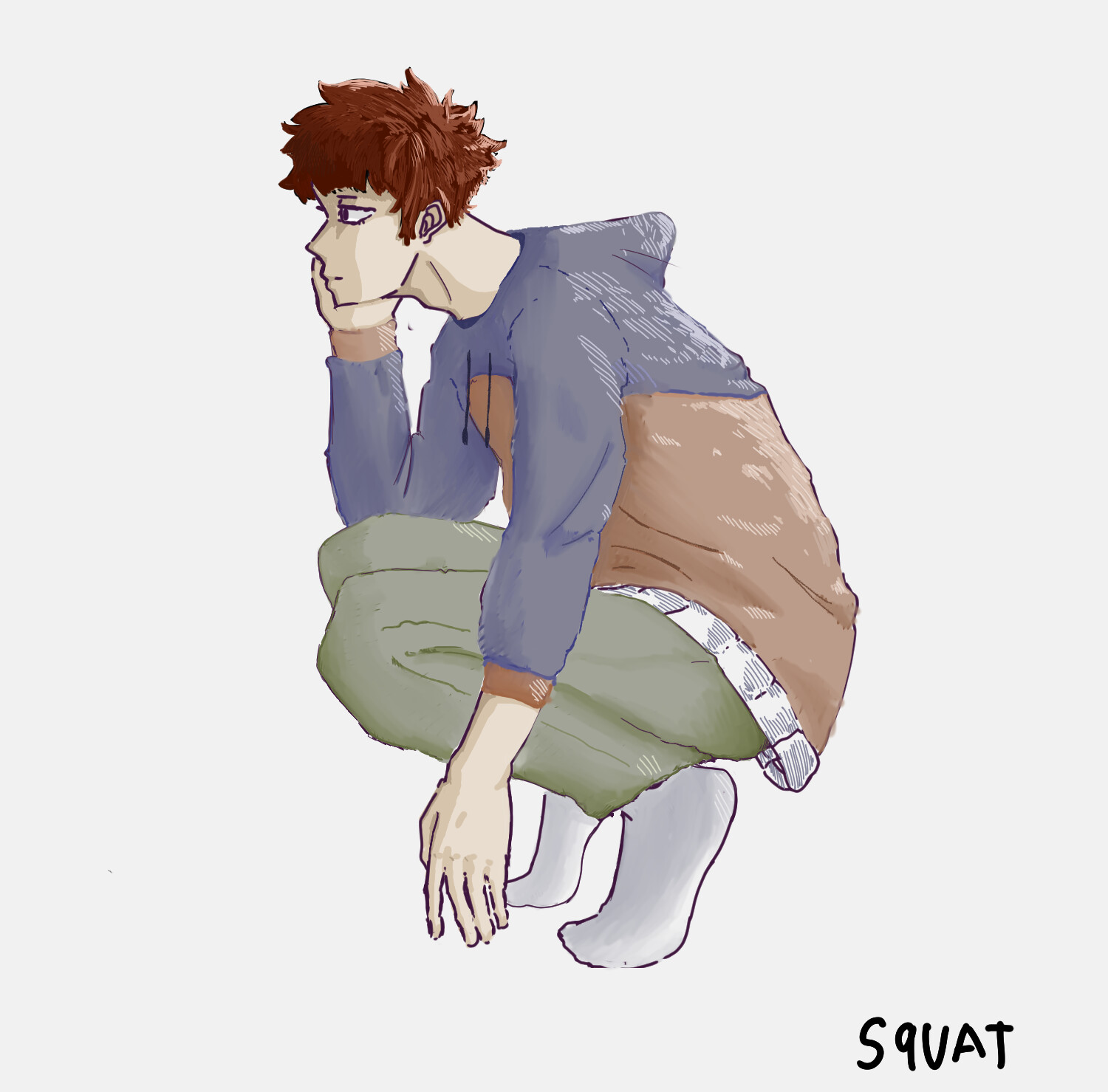 Squatting Drawing Reference and Sketches for Artists