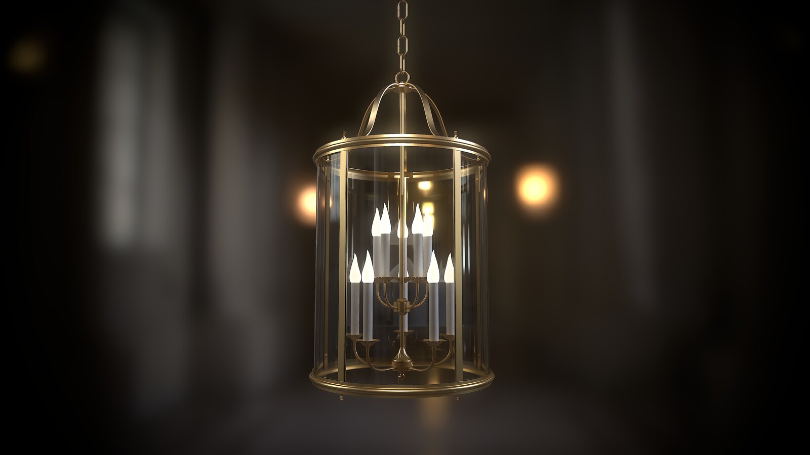 Lantern / 24-carat gilded brass