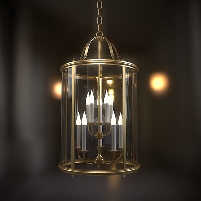Lantern / 24-carat gilded brass