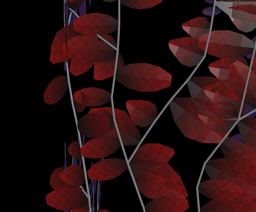 Using vertex coloring per leaf, I can specify where wind will affect the leaf