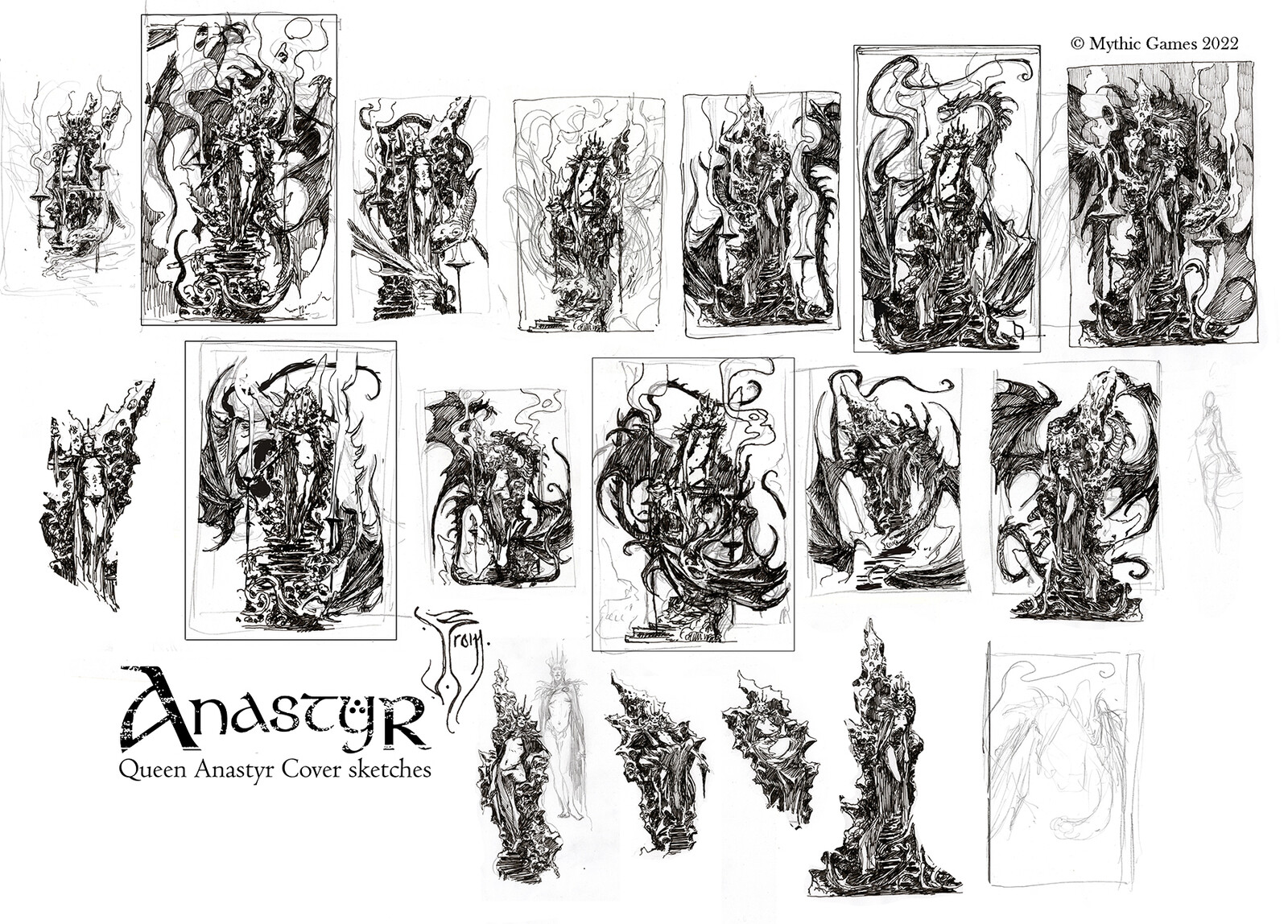 Sketches for Queen Anastyr. Ink on paper