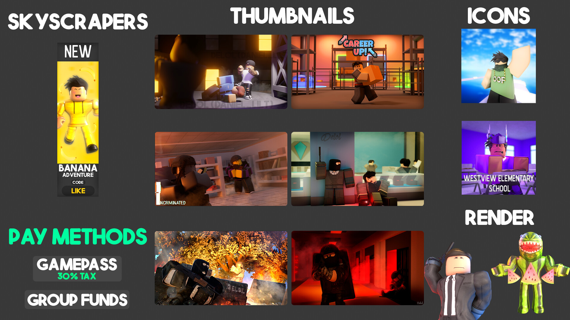 create roblox gfx icons and thumbnails for you