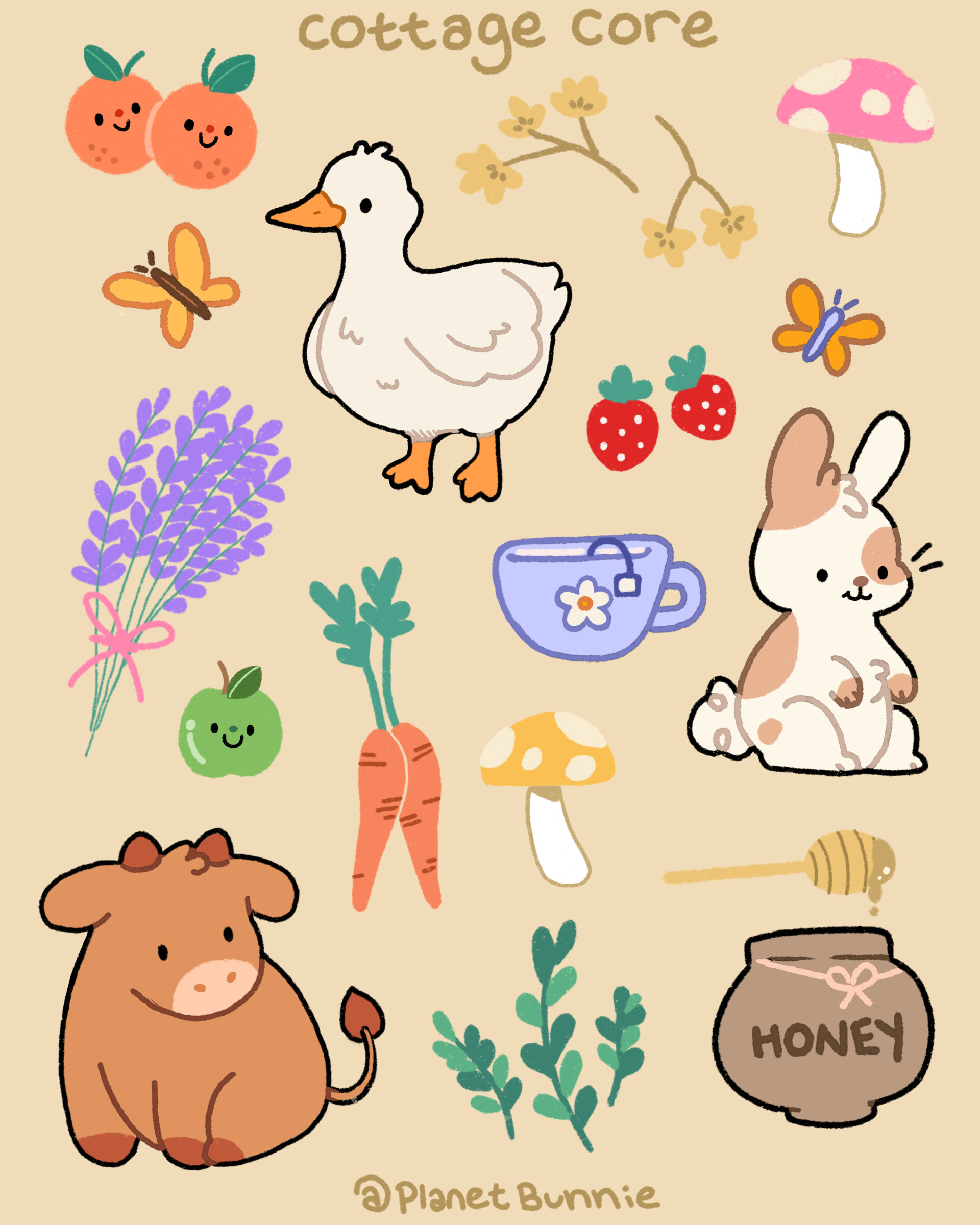 ArtStation - Cottage Core Sticker sheet