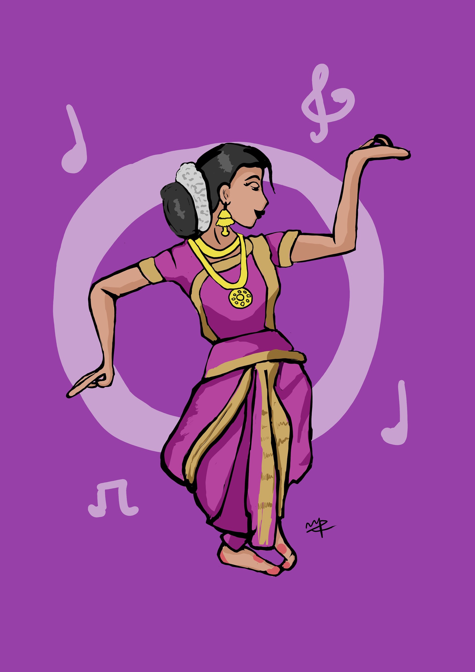 ArtStation - bharatanatyam illustration