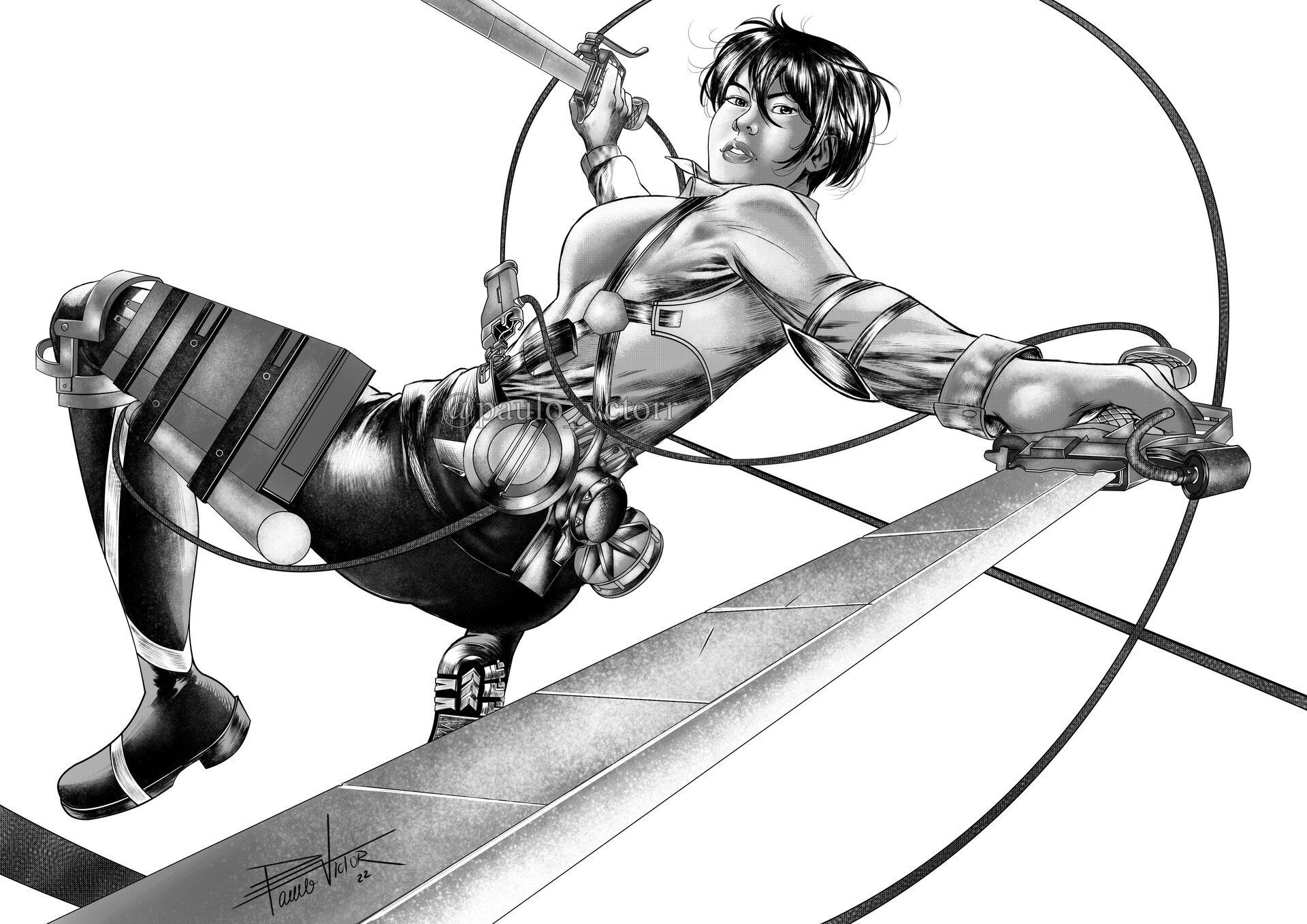 Tried drawing Mikasa fighting a Titan [Attack on Titan] : r/anime