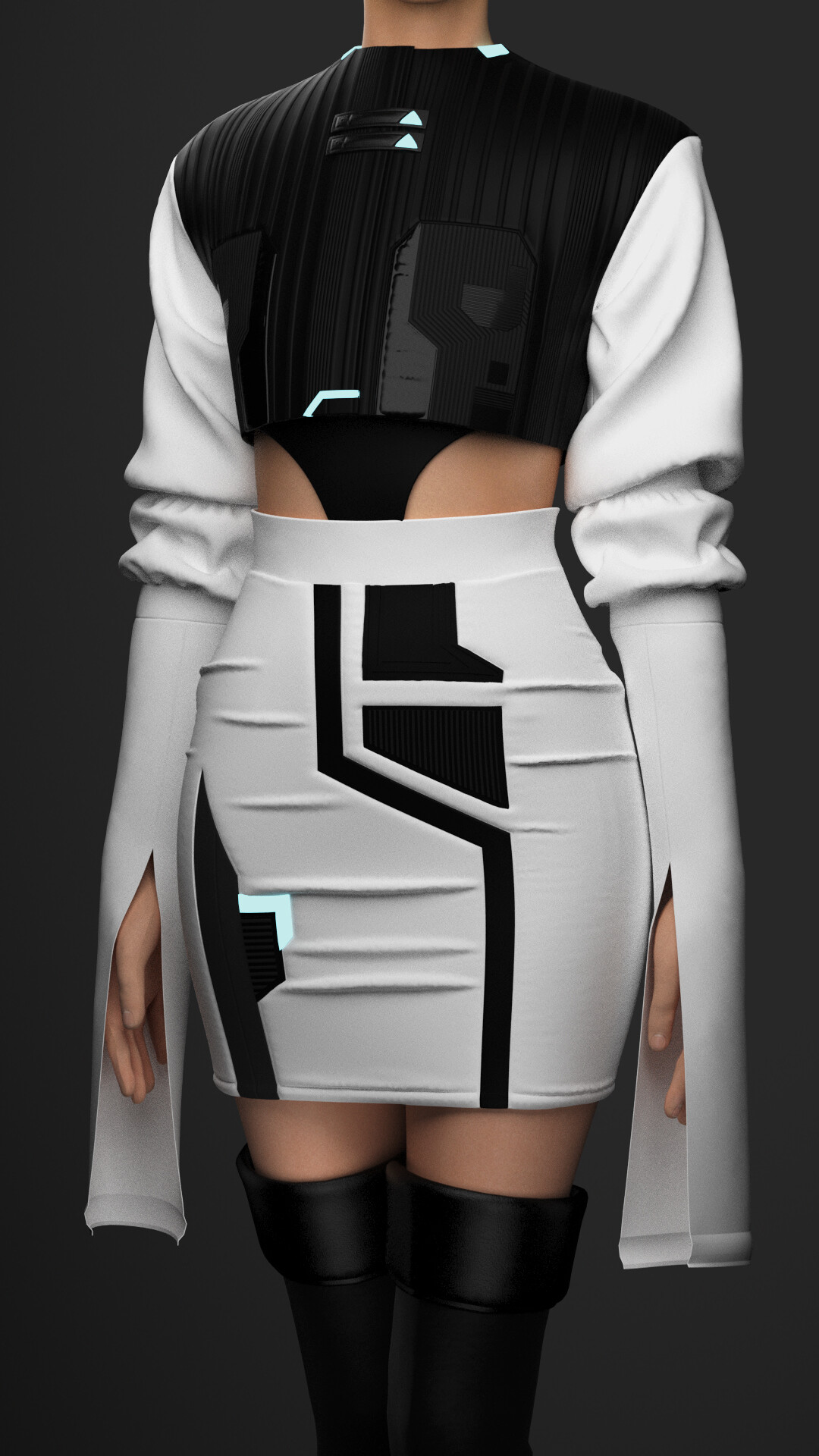 Artstation cyborg outfit in clo3d md