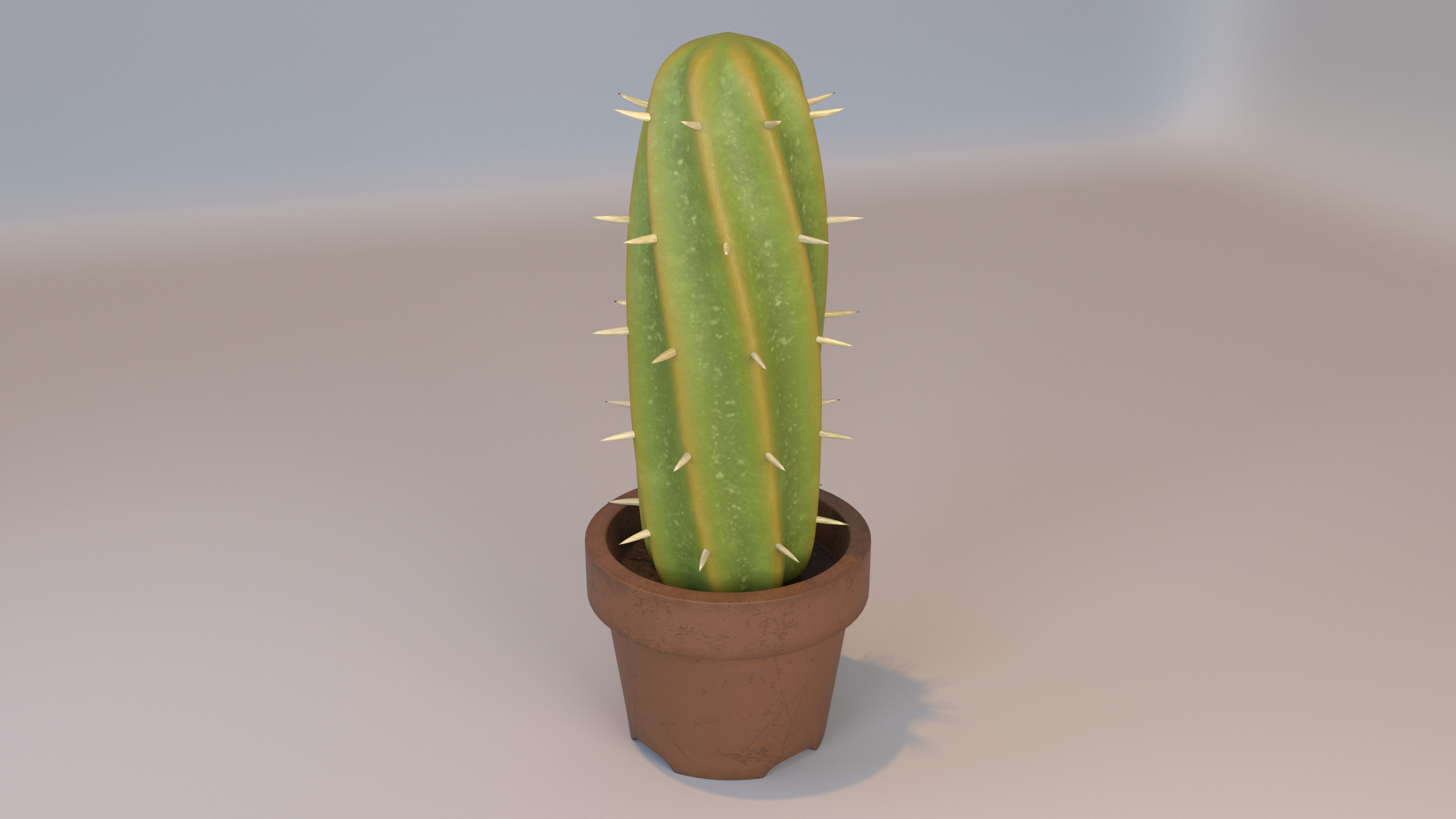 This is a final render of the potted cactus model.