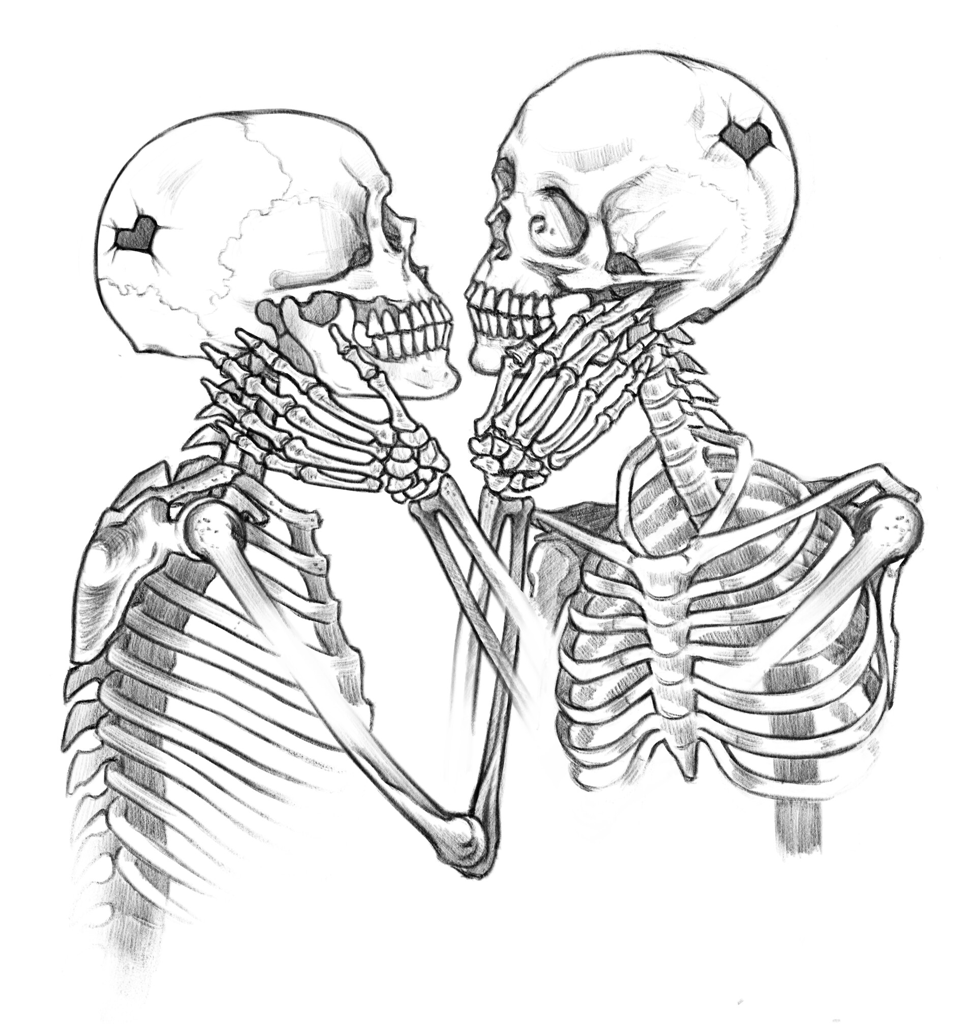 Skeletons In Love Drawing