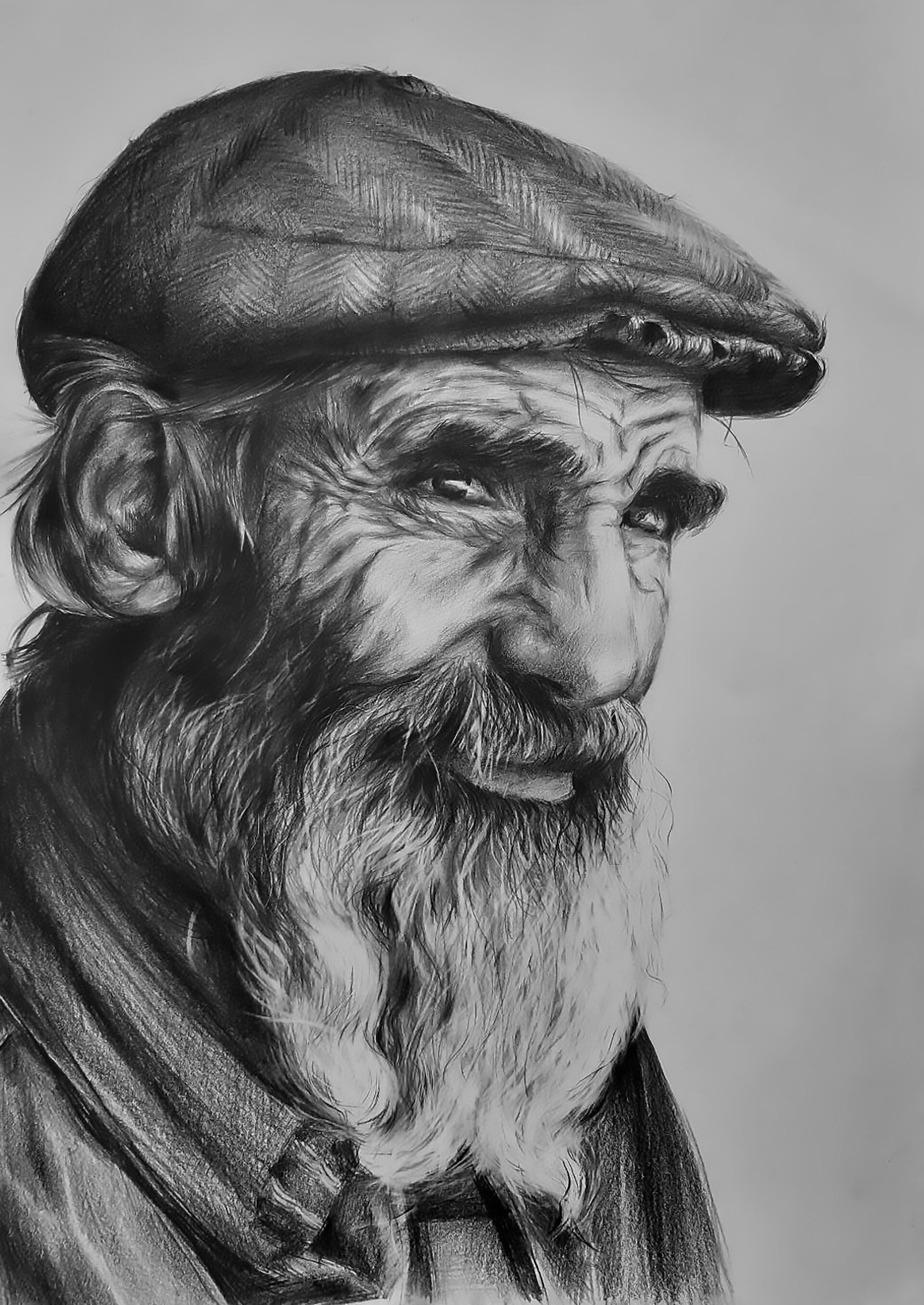 old man drawing pencil