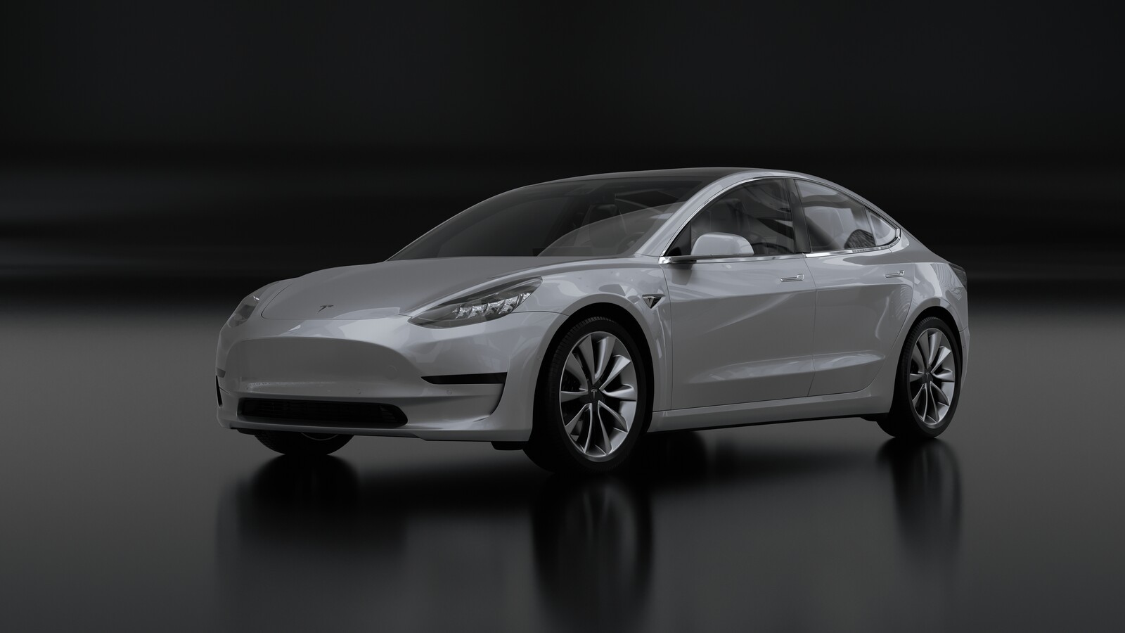 Stock Tesla model 3 : reflections pass