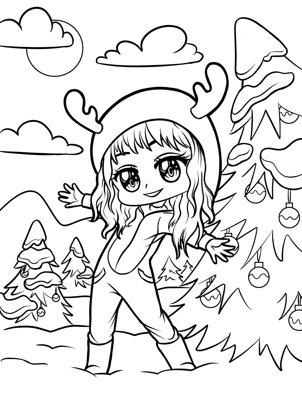 Chibi Christmas Coloring Pages