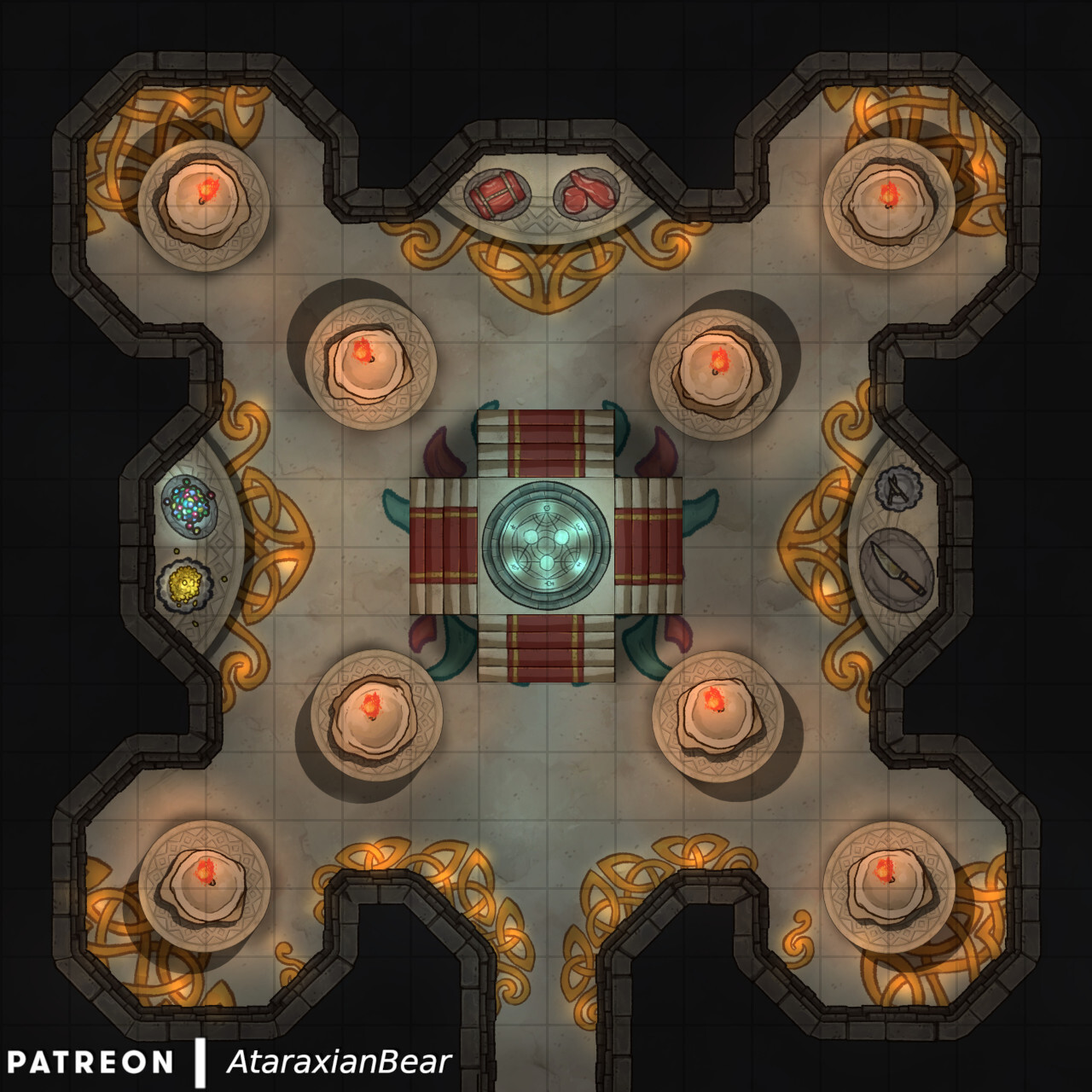 ArtStation A ritual room in the light of large candles