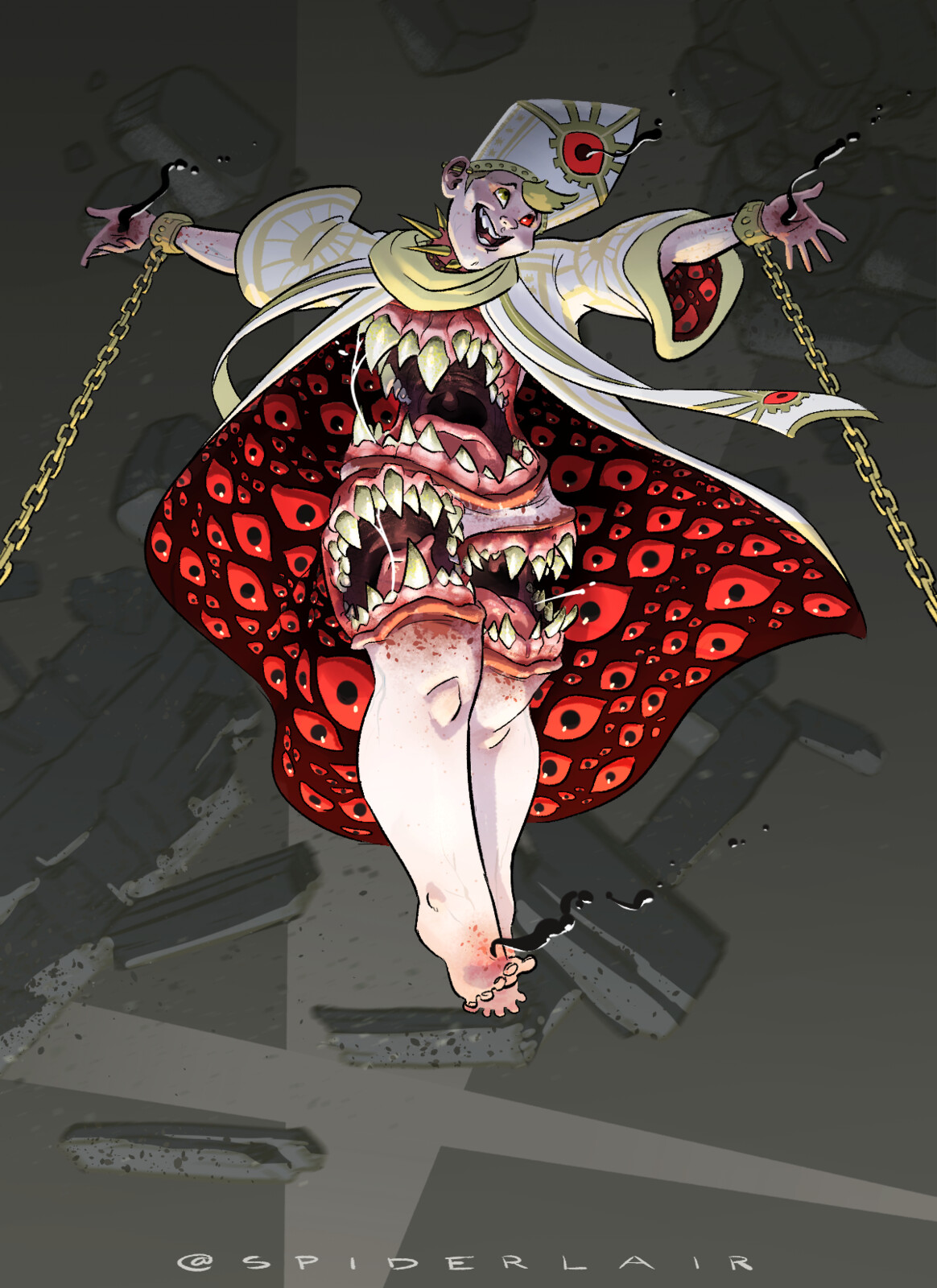 Spiderlair - Horror Art - CW trypophobia, blood, gore, body horror