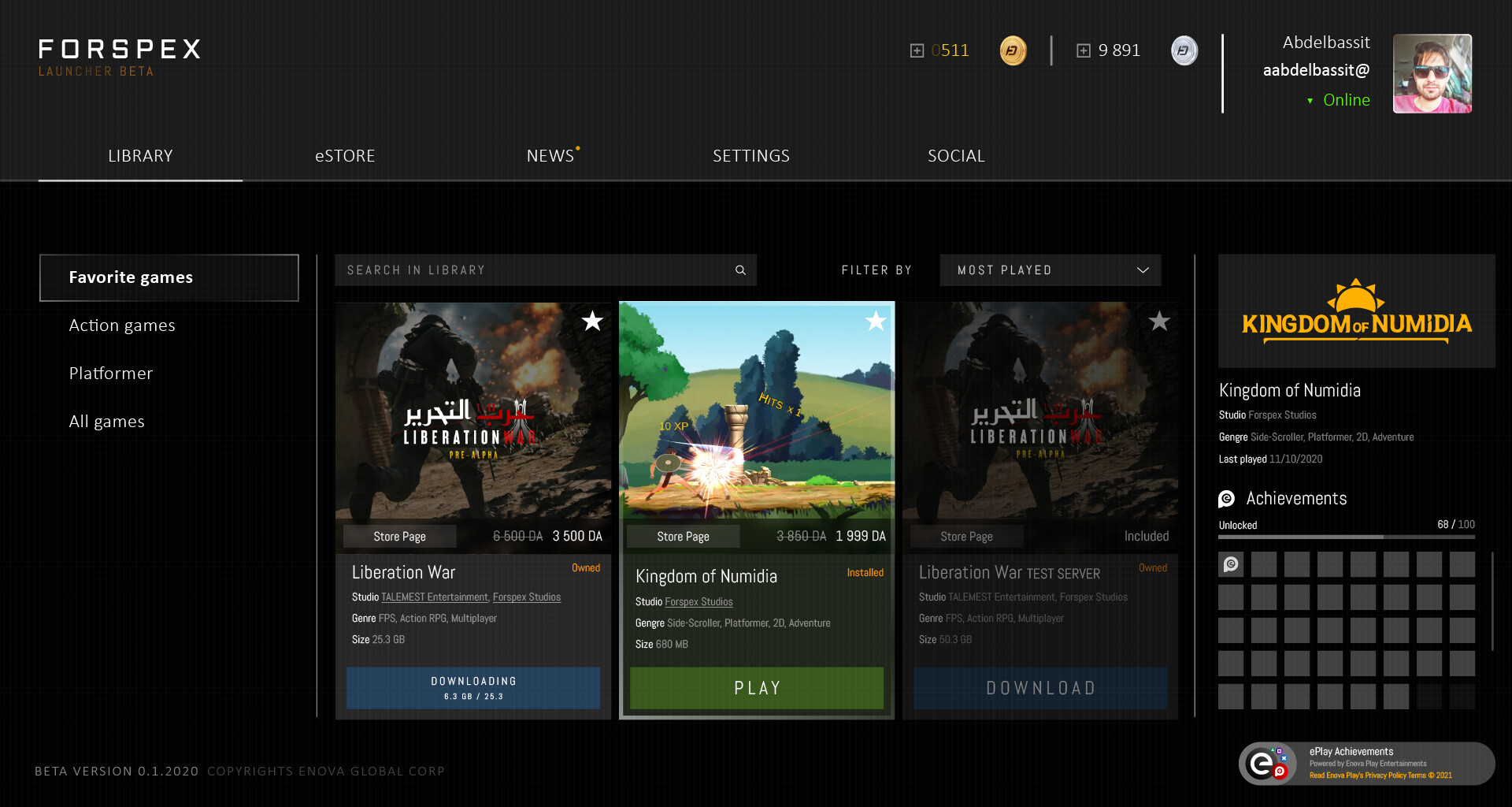 ArtStation ePlay Launcher UI / UX Design