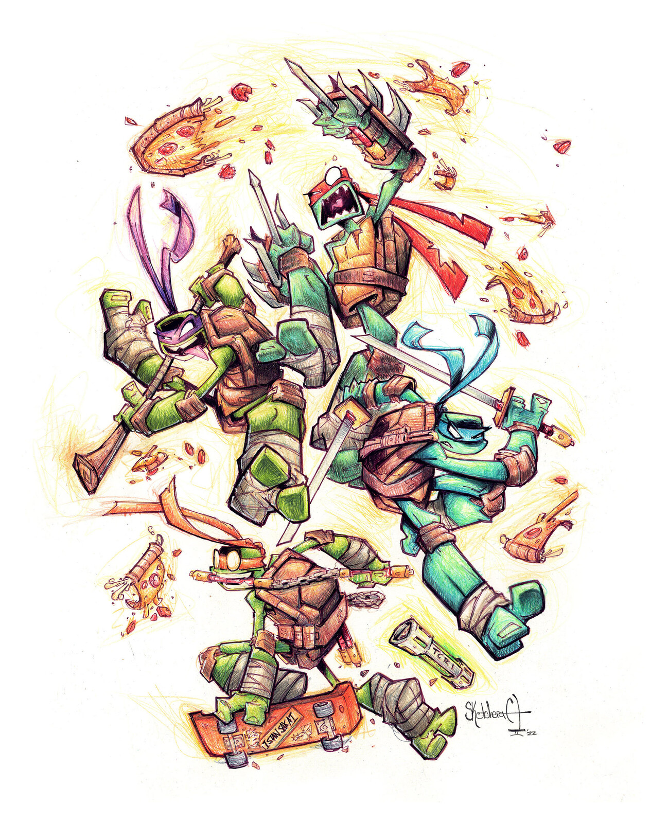 Commish: TMNT Scribbly Color Pencils