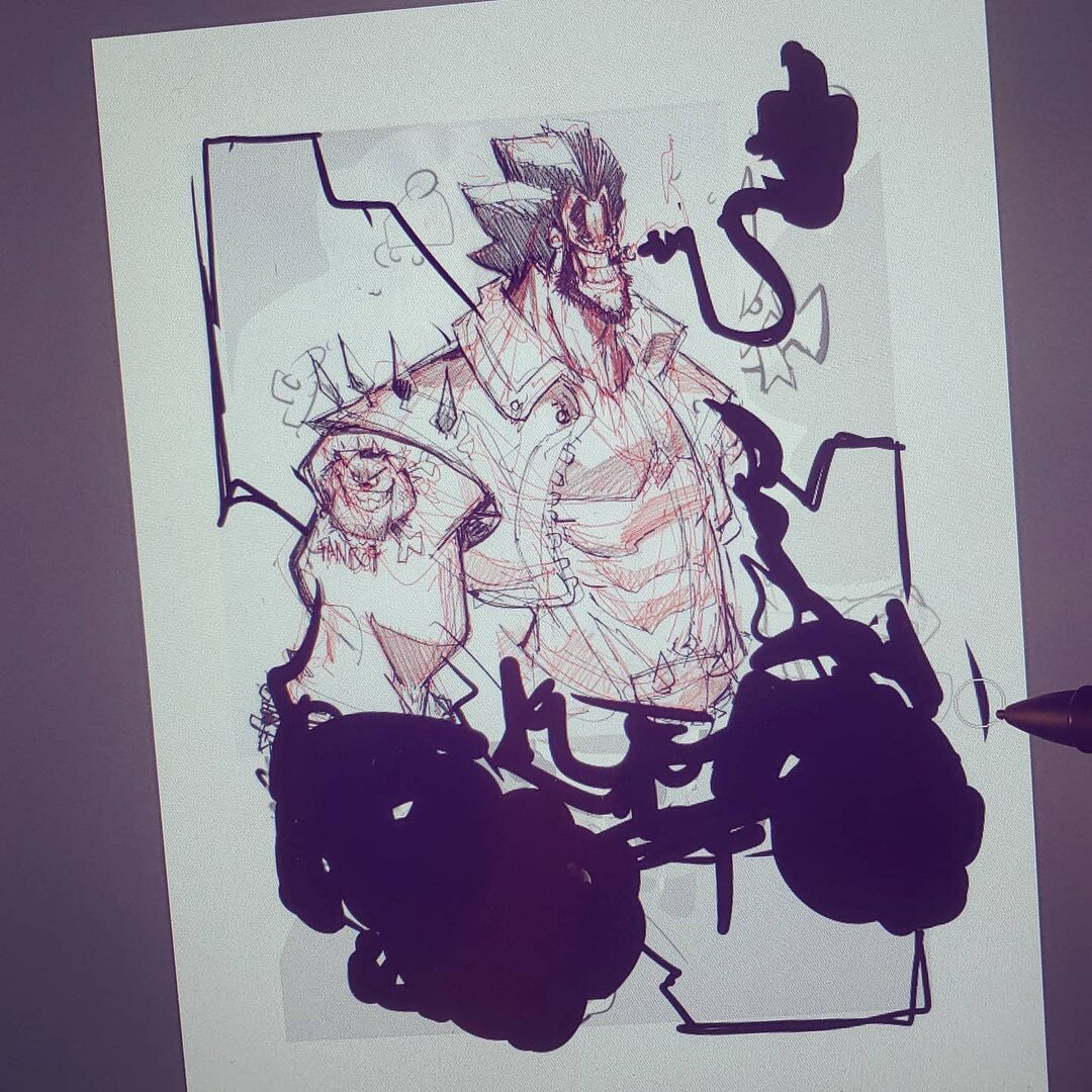 Digital edits over sketch.