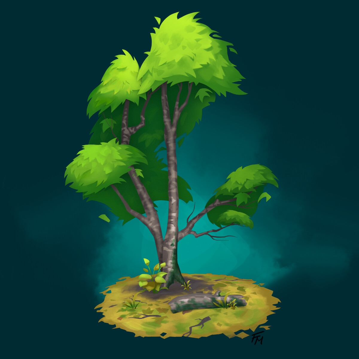 ArtStation - Stylized 2,5D tree