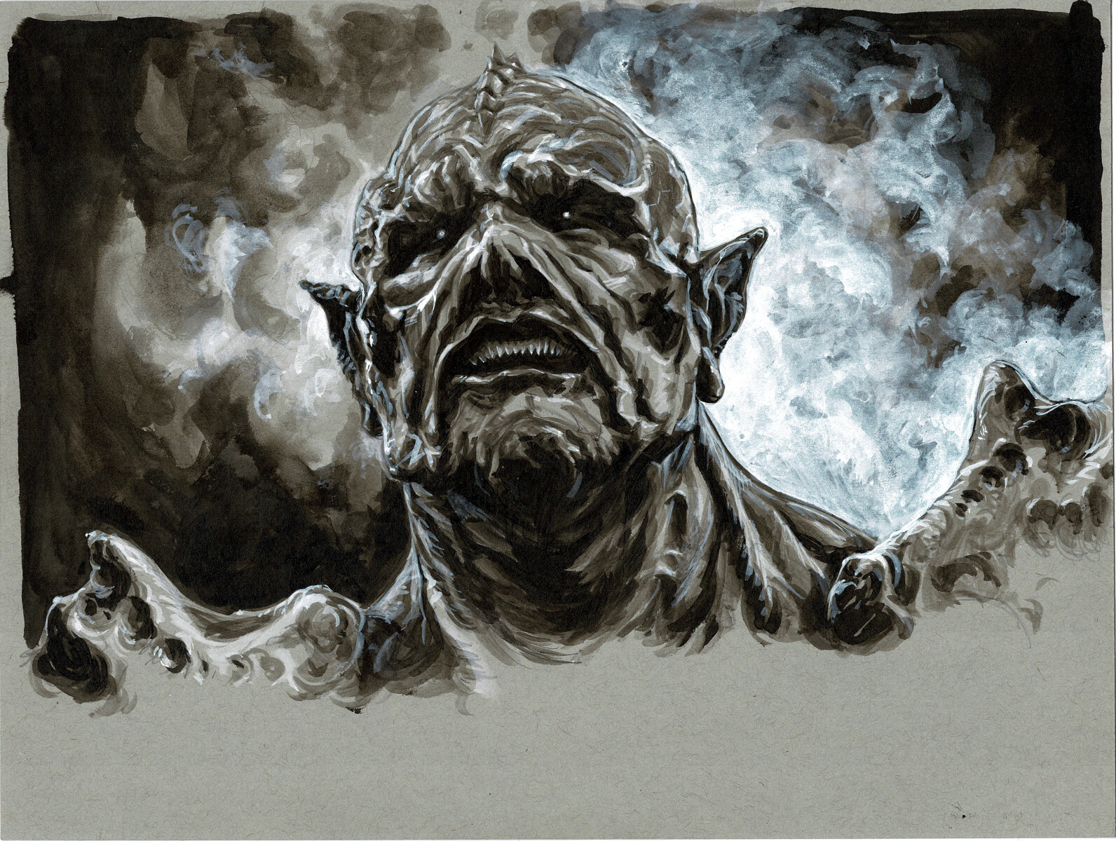 Tonal painting of a brooding PG in the sky.