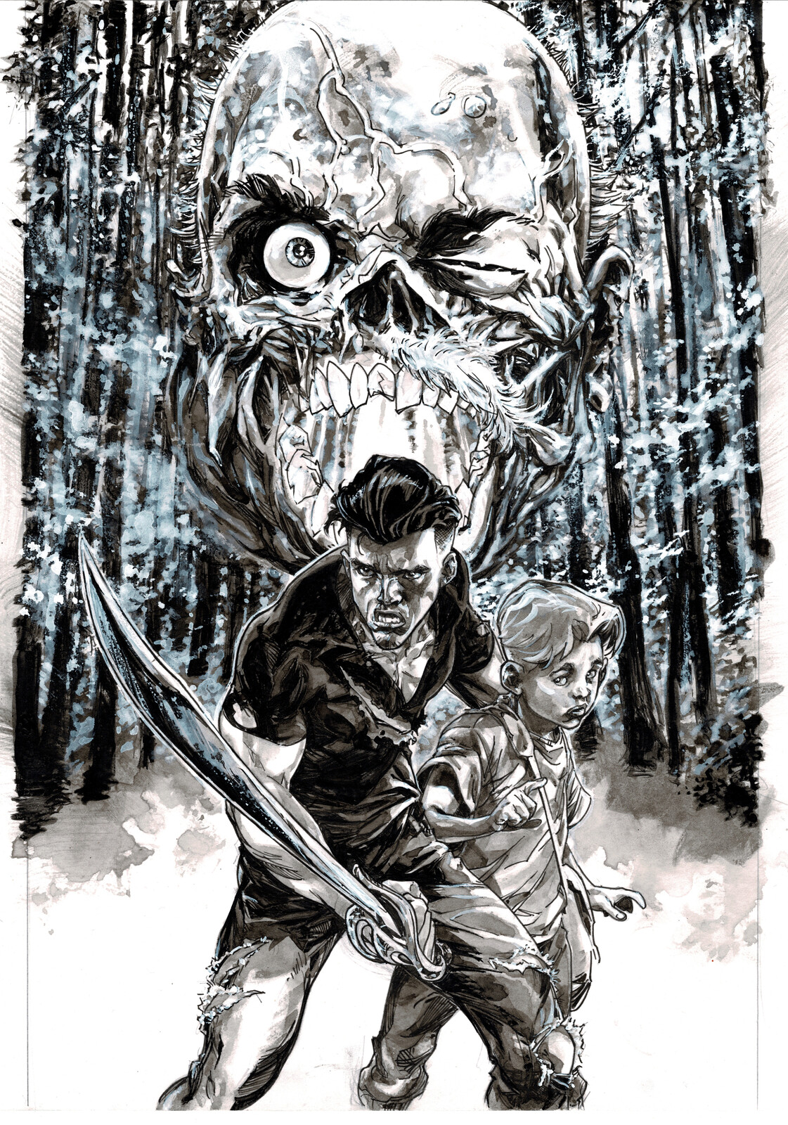 Original tonal inkwash painting (available).