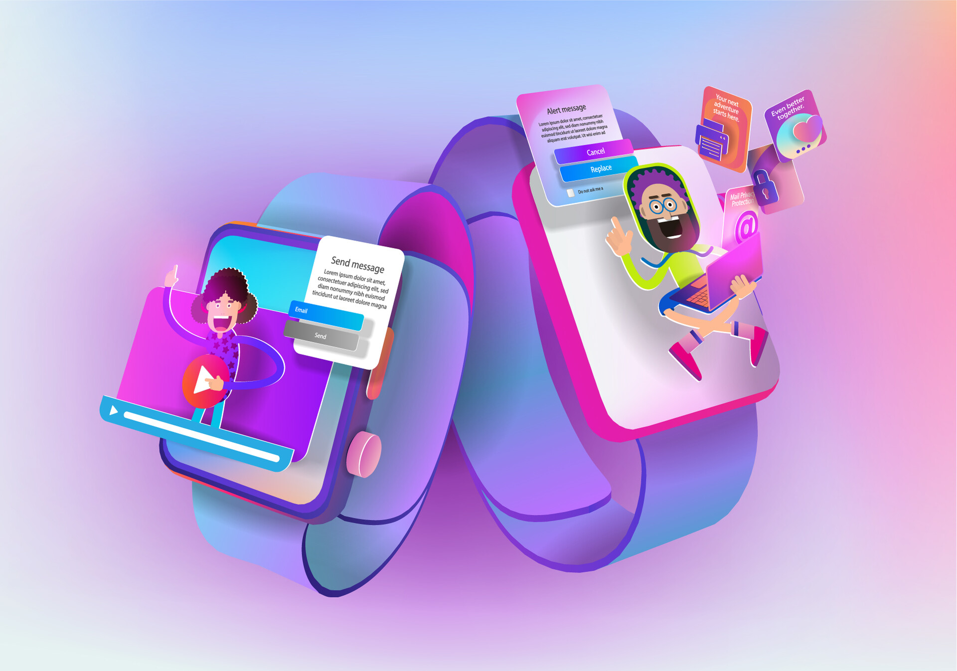 Vladimir Shohirev - Cartoon interface on smart watch screens