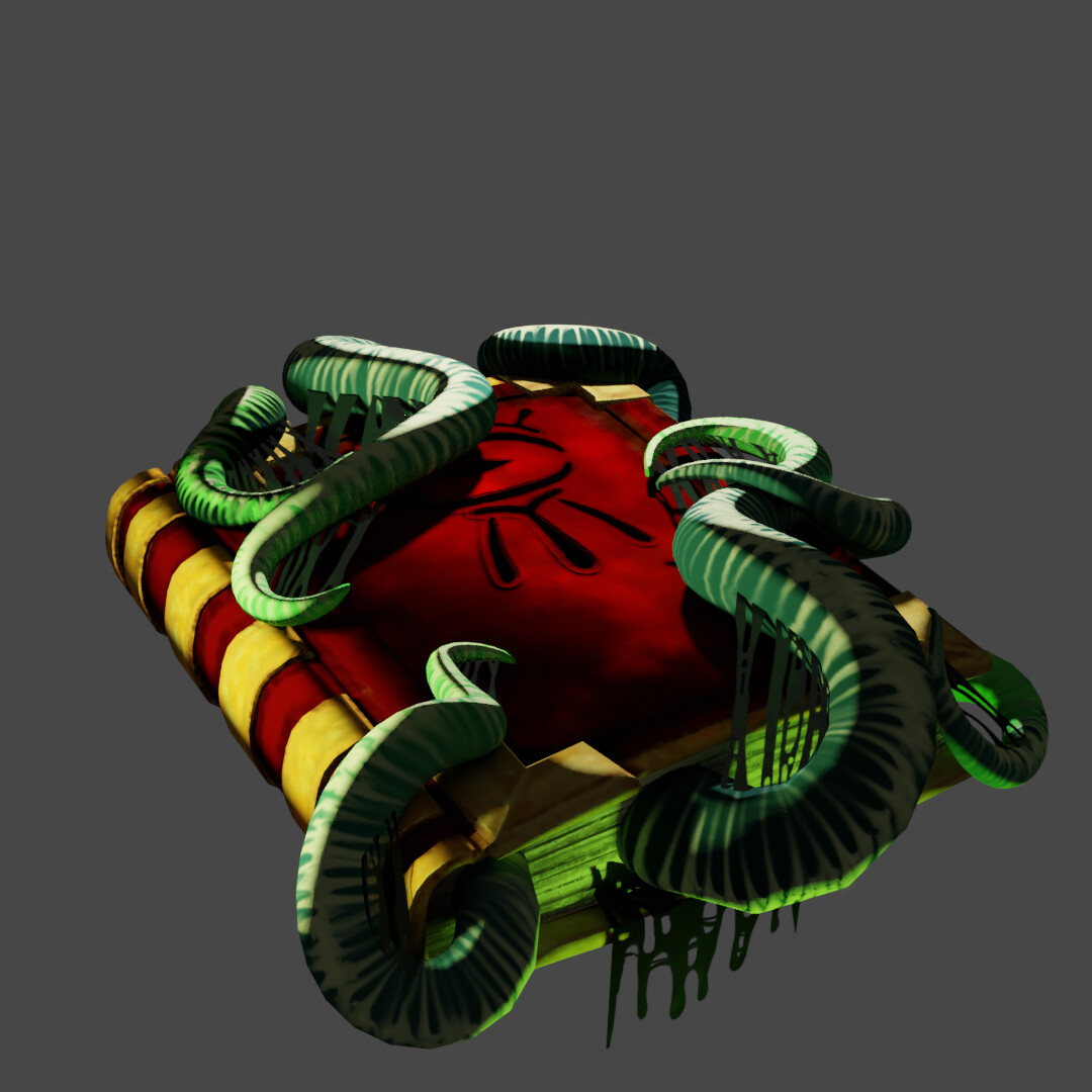 Lower corner of the tome, really picking up that green rim light for eeriness